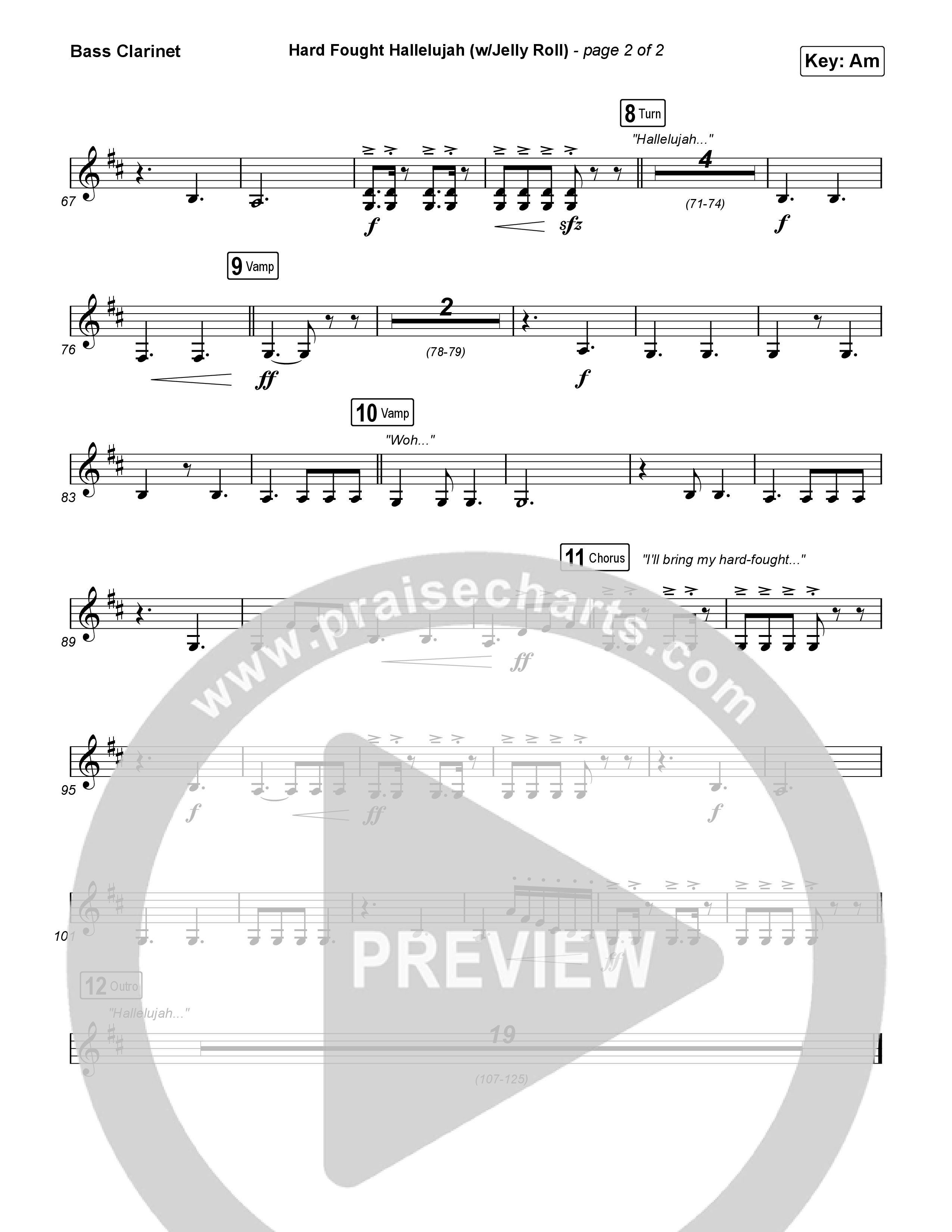 Hard Fought Hallelujah (with Jelly Roll) Bass Clarinet (Brandon Lake / Jelly Roll)