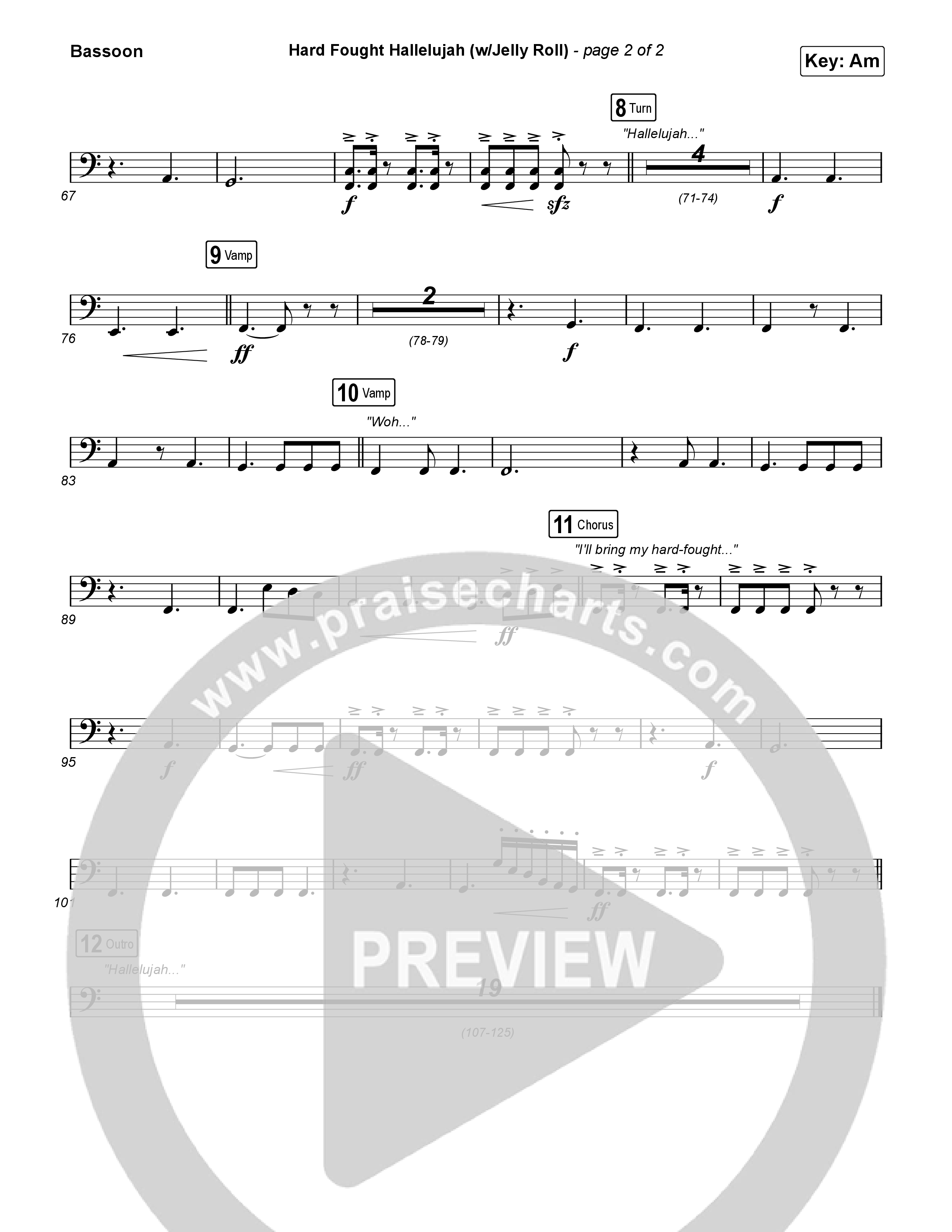 Hard Fought Hallelujah (with Jelly Roll) Bassoon (Brandon Lake / Jelly Roll)