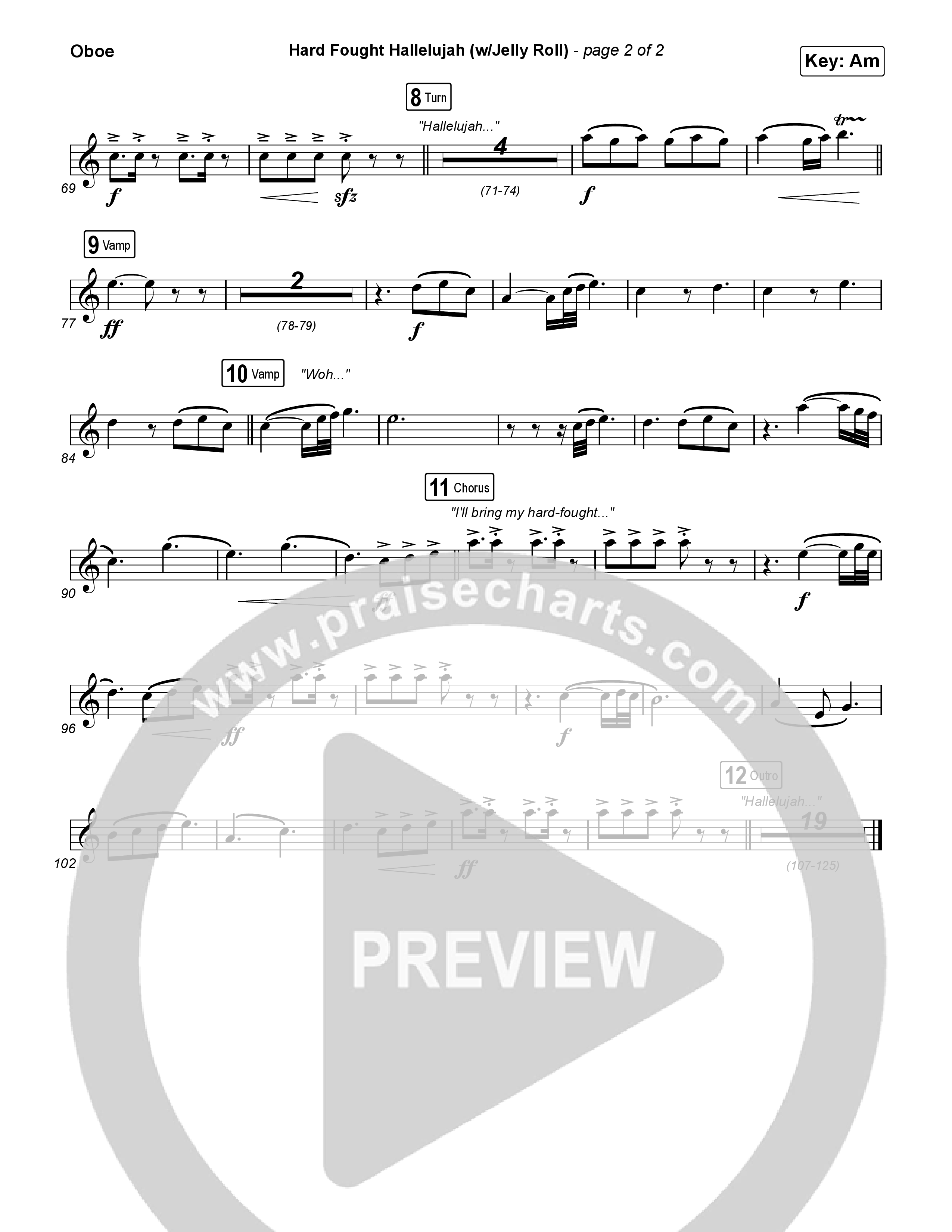 Hard Fought Hallelujah (with Jelly Roll) Oboe (Brandon Lake / Jelly Roll)