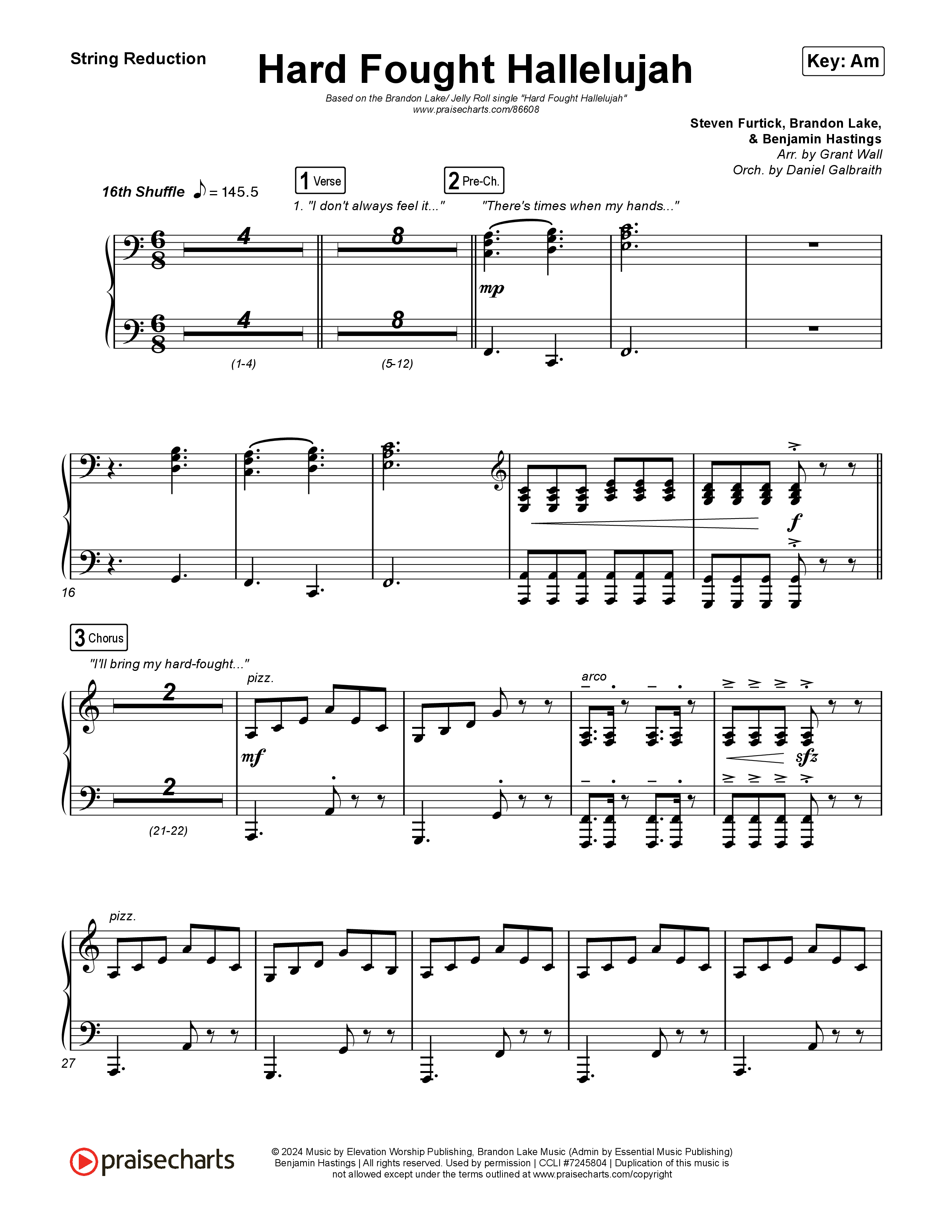 Hard Fought Hallelujah (with Jelly Roll) String Reduction (Brandon Lake / Jelly Roll)