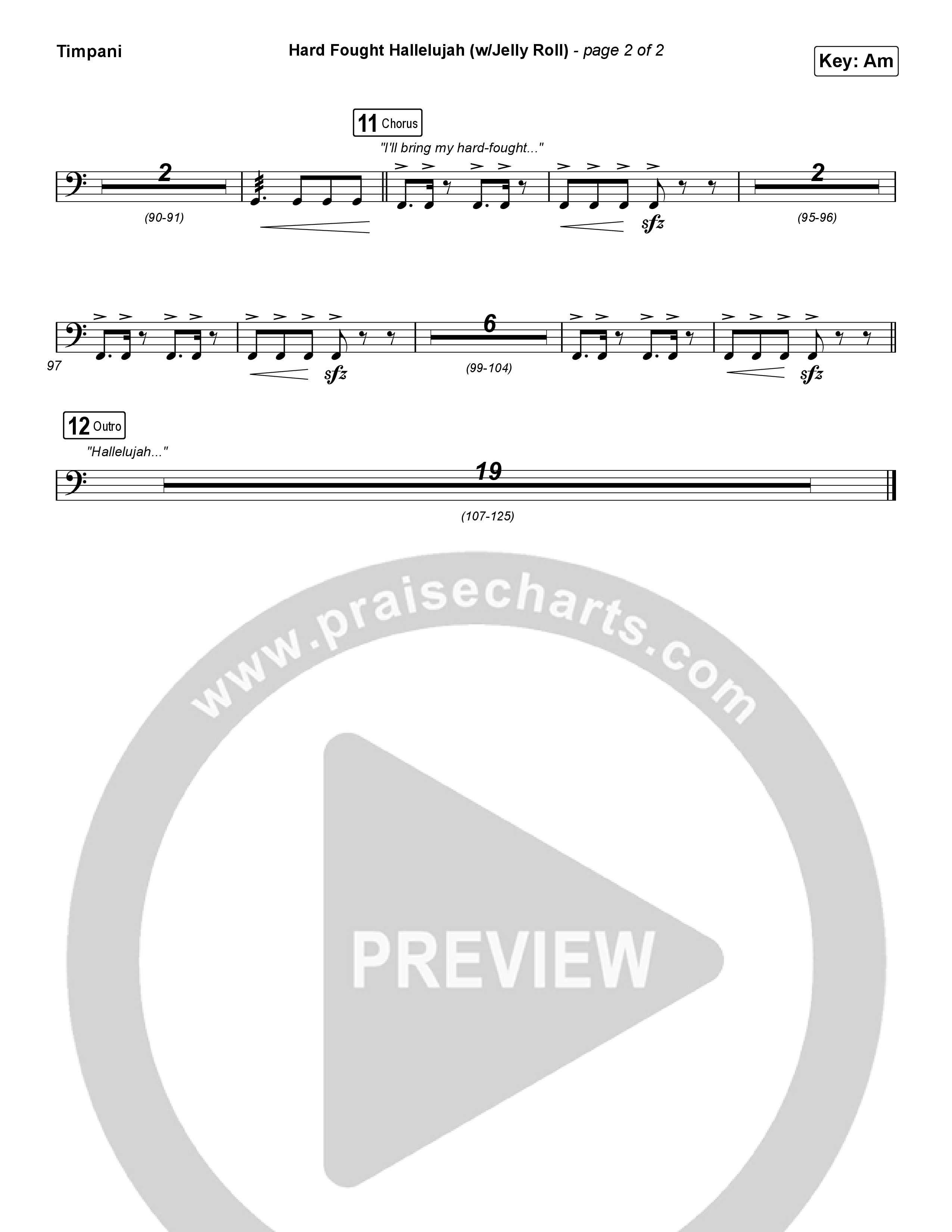 Hard Fought Hallelujah (with Jelly Roll) Timpani (Brandon Lake / Jelly Roll)