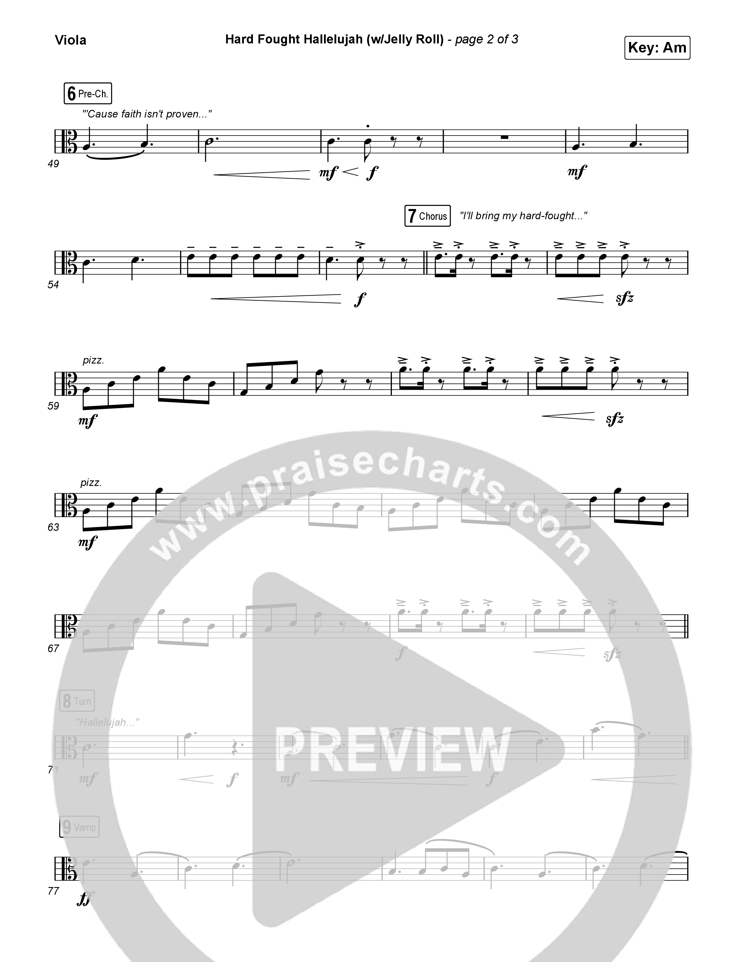 Hard Fought Hallelujah (with Jelly Roll) Viola (Brandon Lake / Jelly Roll)