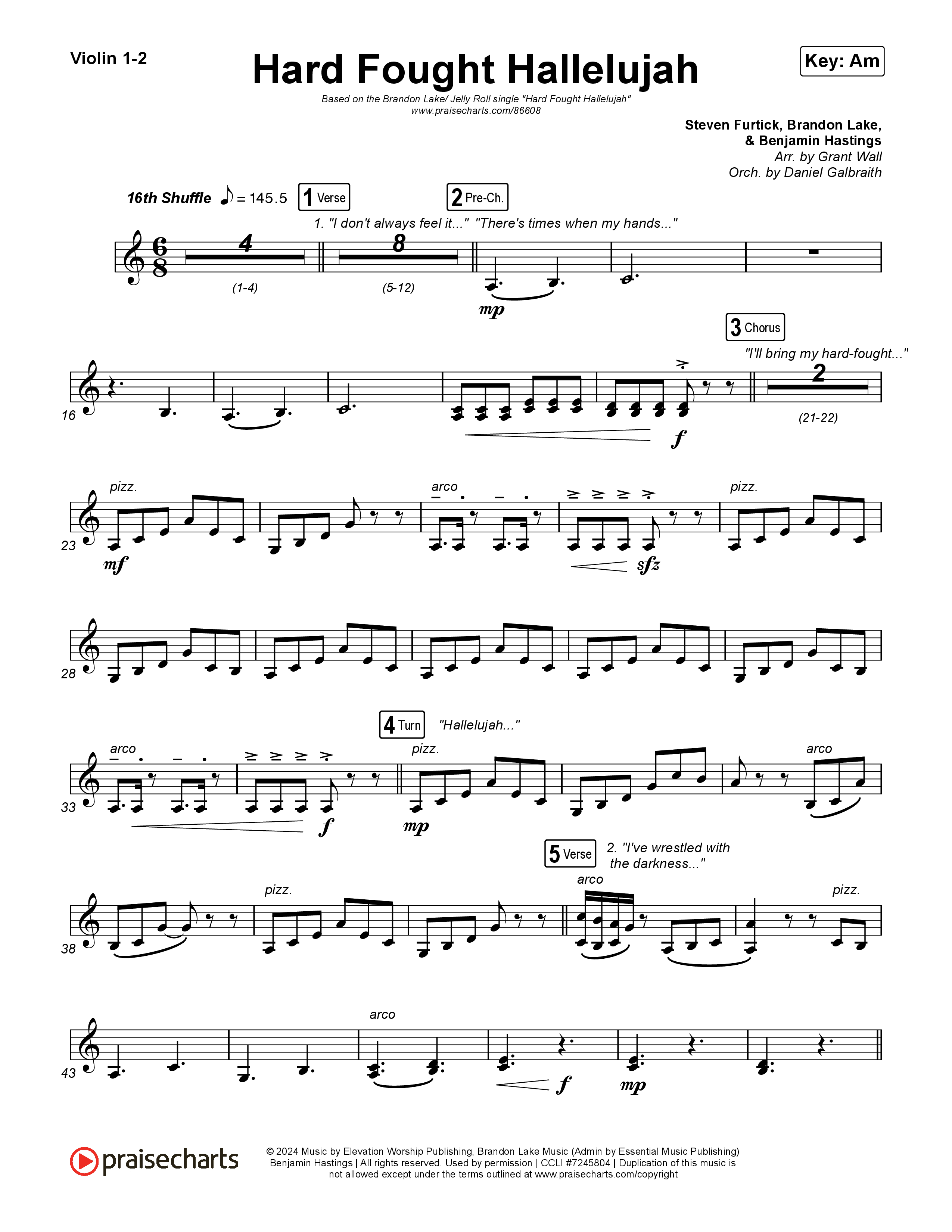 Hard Fought Hallelujah (with Jelly Roll) String Pack (Brandon Lake / Jelly Roll)