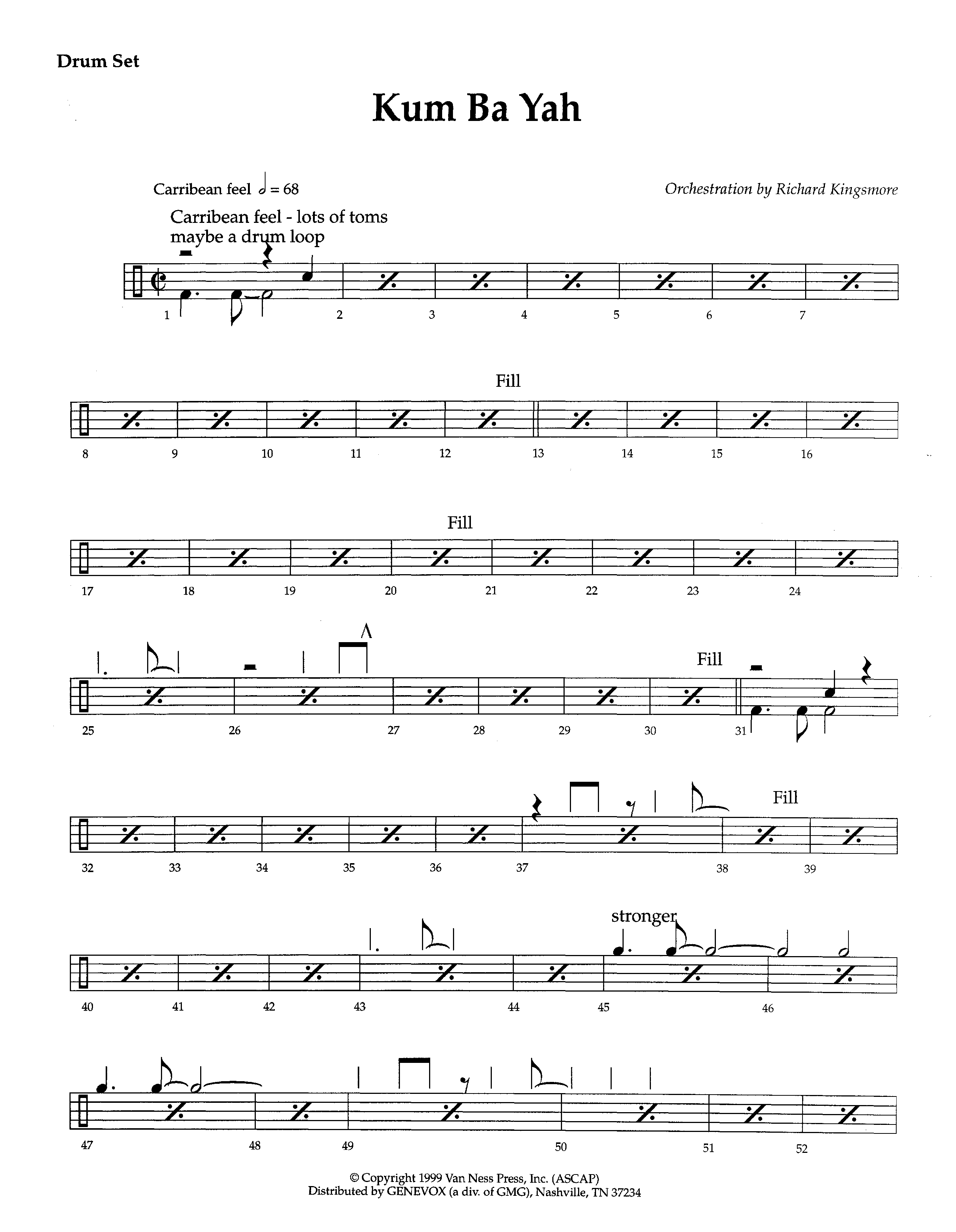 Kum Ba Yah (Instrumental) Drum Set (Lifeway Worship / Arr. Richard Kingsmore)