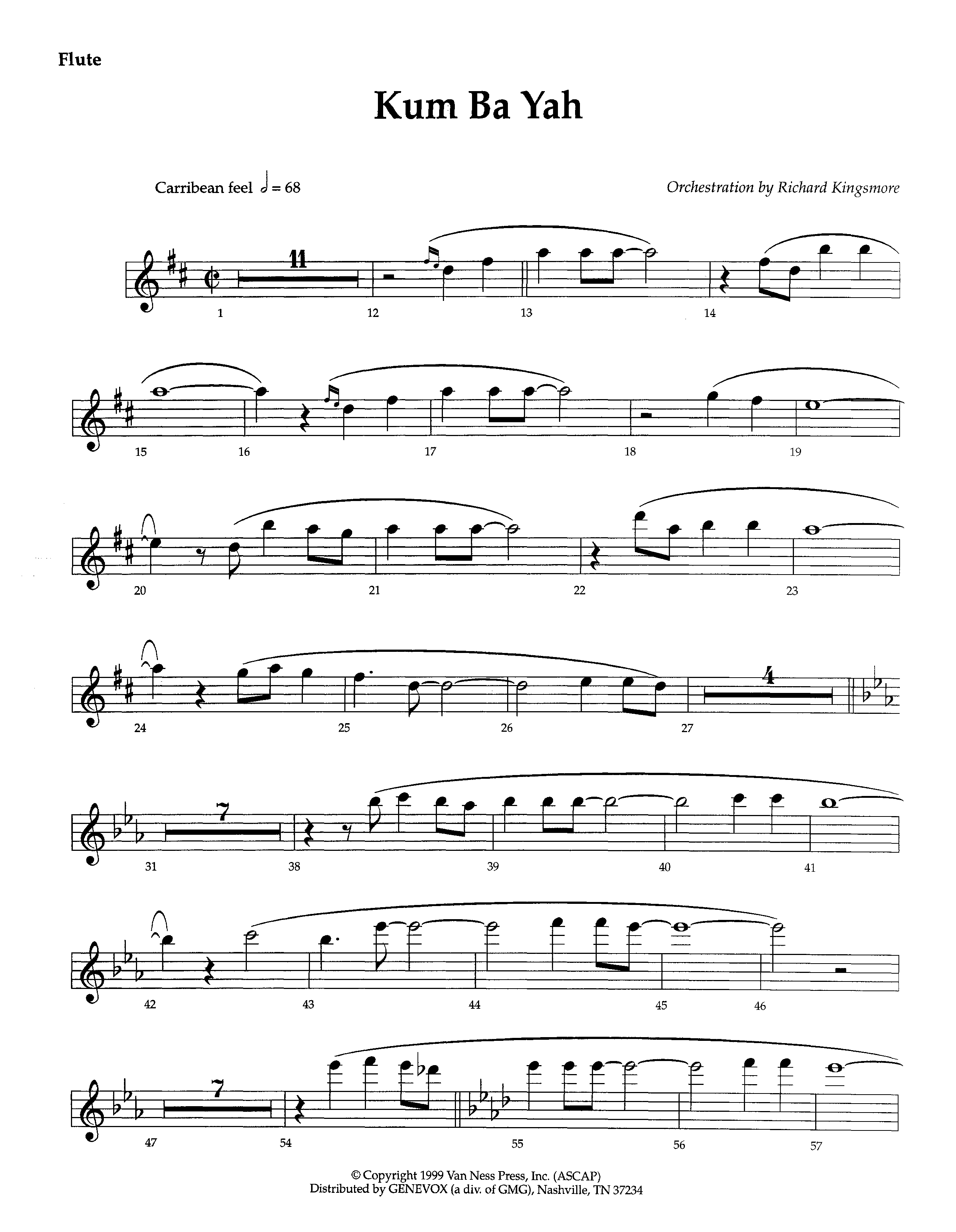 Kum Ba Yah (Instrumental) Flute (Lifeway Worship / Arr. Richard Kingsmore)