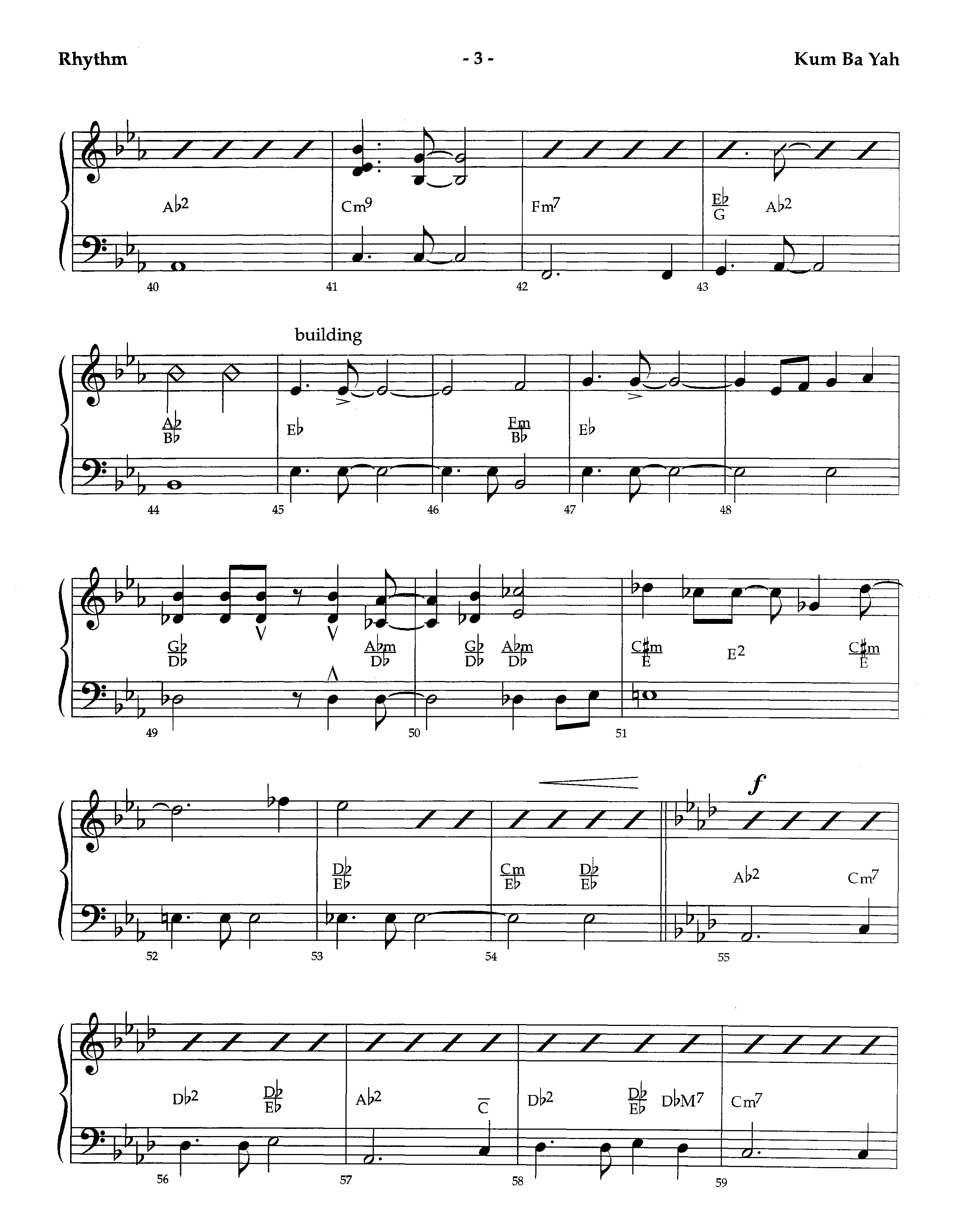 Kum Ba Yah (Instrumental) Rhythm Chart (Lifeway Worship / Arr. Richard Kingsmore)