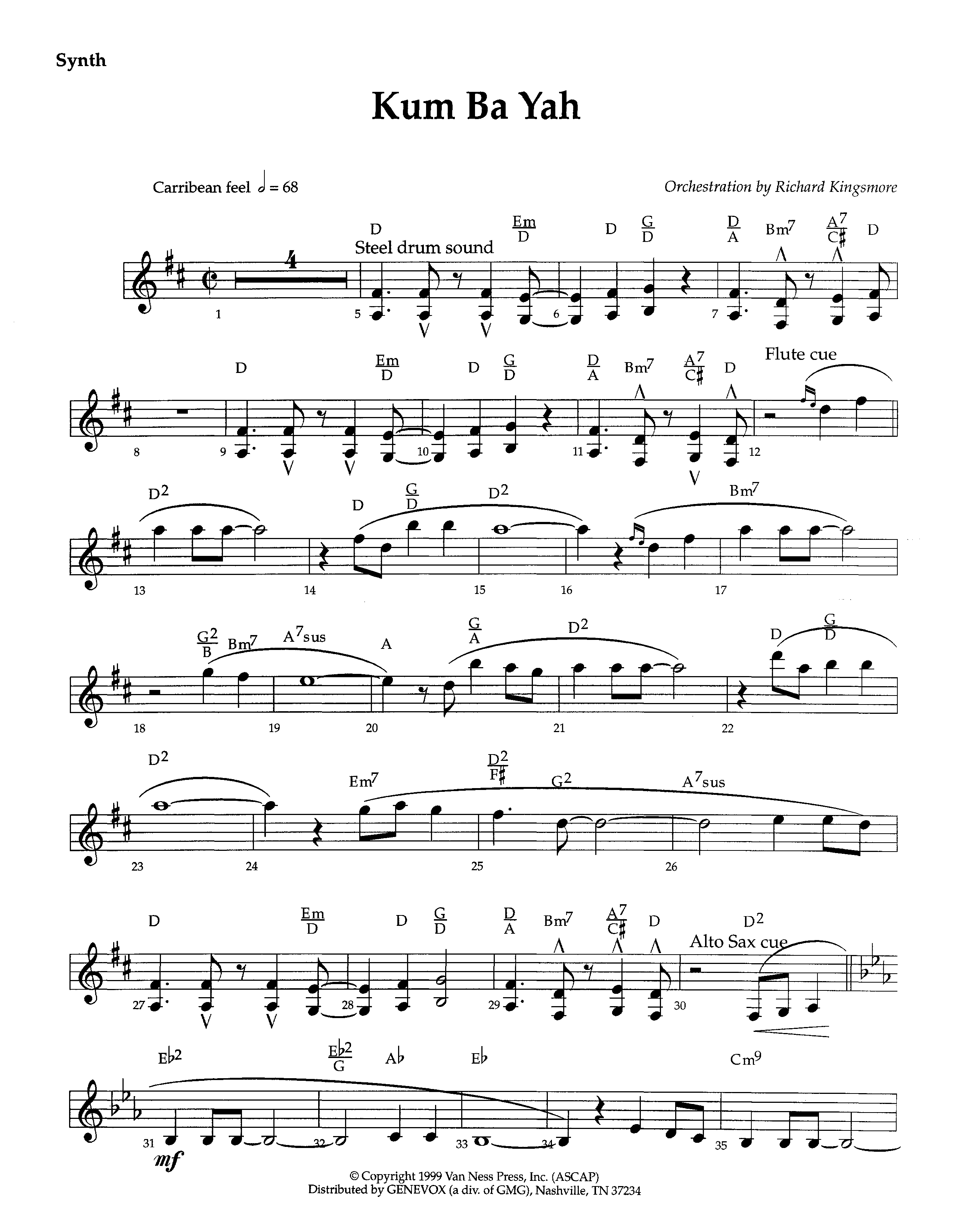 Kum Ba Yah (Instrumental) Synth (Lifeway Worship / Arr. Richard Kingsmore)