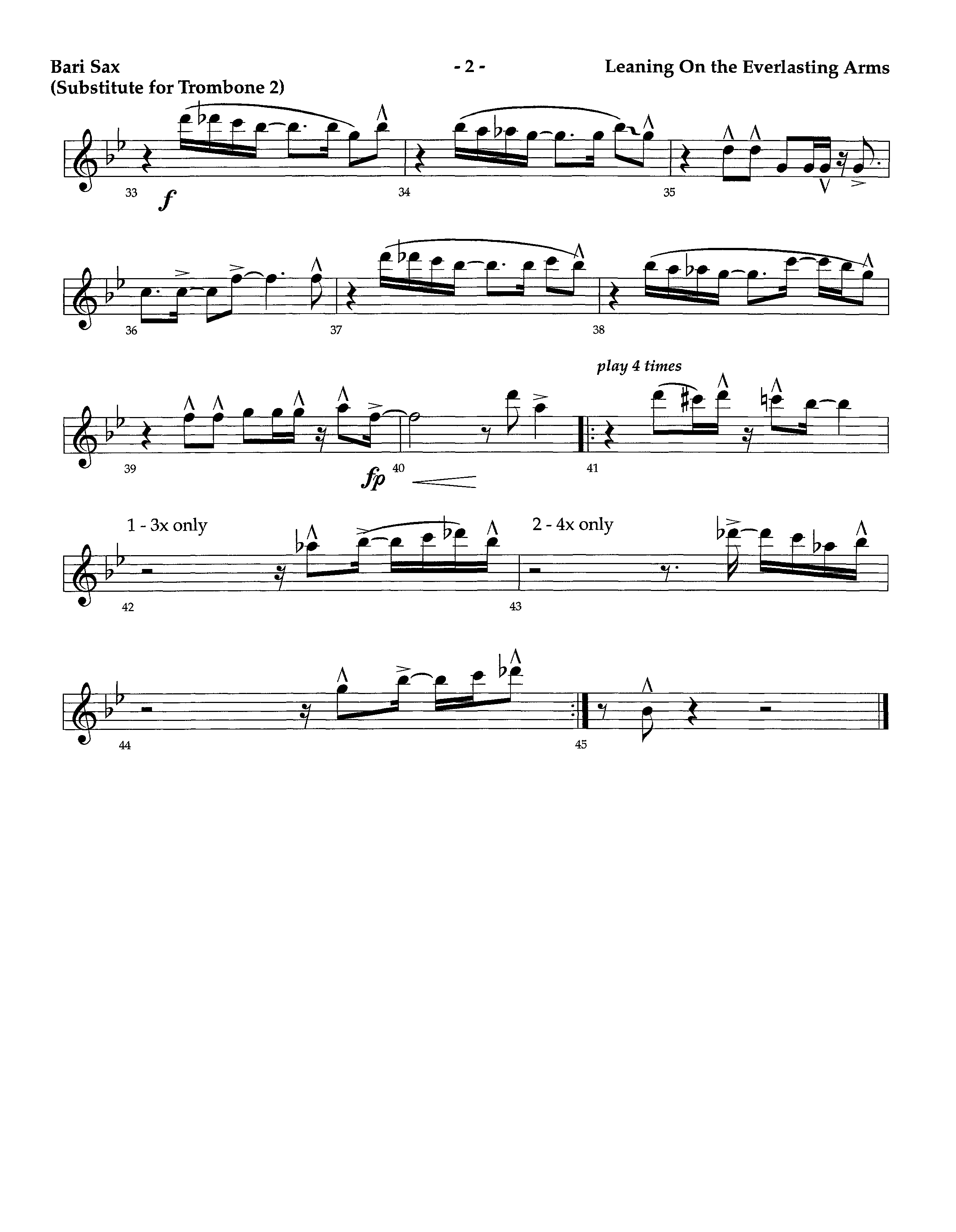 Leaning On The Everlasting Arms (Instrumental) Bari Sax (Lifeway Worship / Arr. Richard Kingsmore)