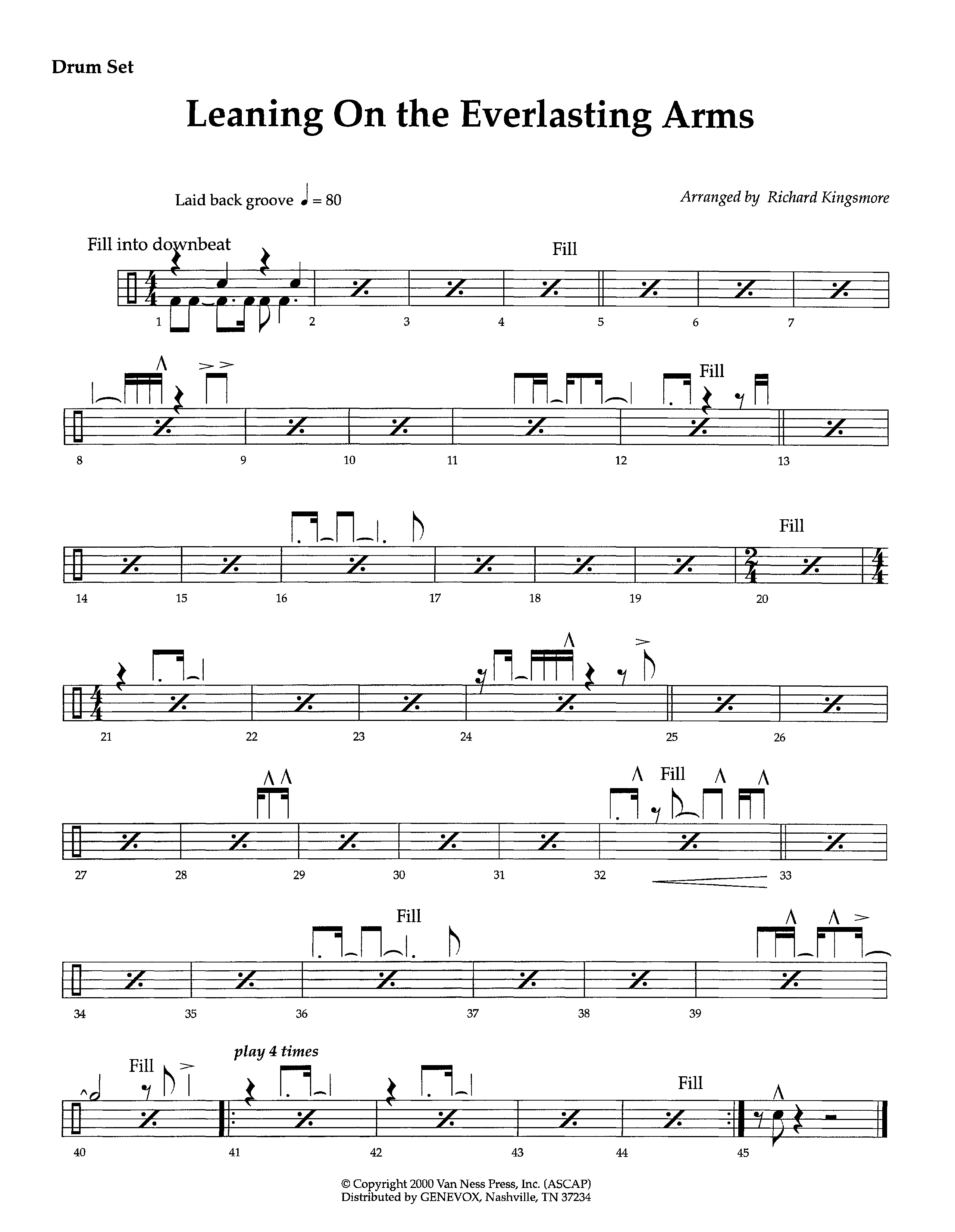 Leaning On The Everlasting Arms (Instrumental) Drum Set (Lifeway Worship / Arr. Richard Kingsmore)