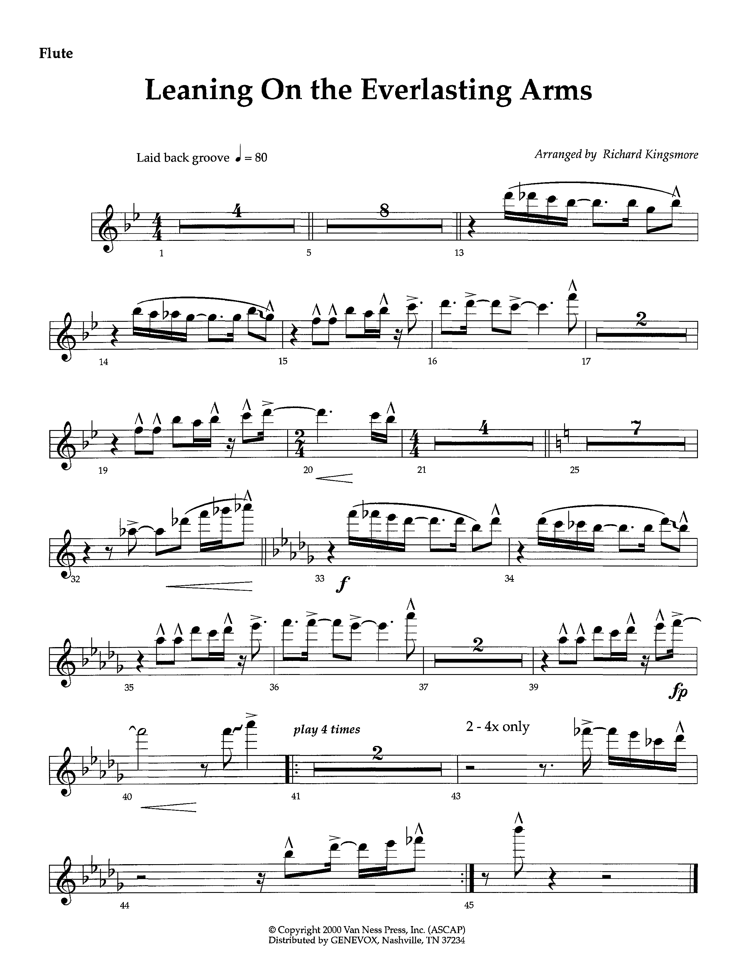Leaning On The Everlasting Arms (Instrumental) Flute (Lifeway Worship / Arr. Richard Kingsmore)