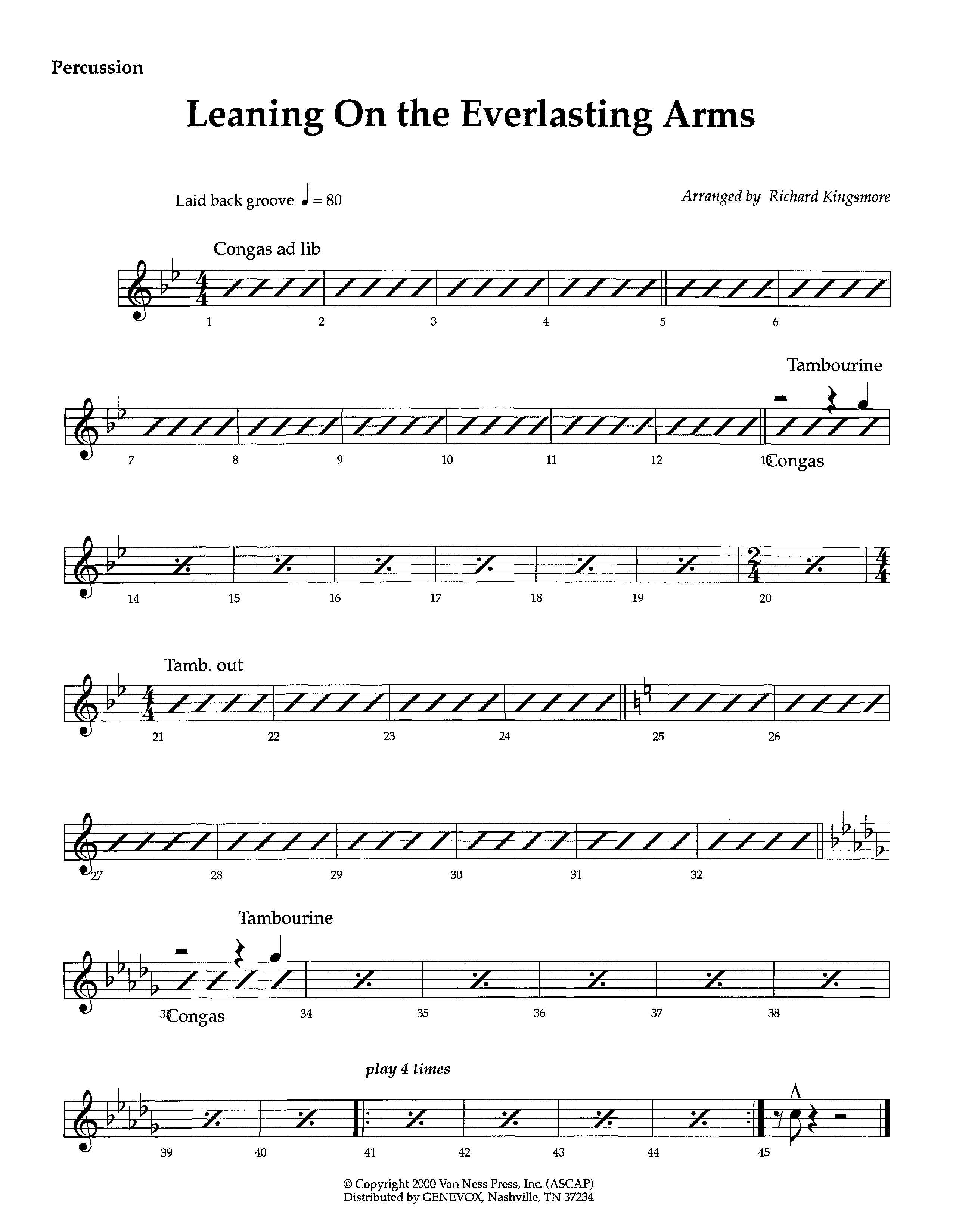 Leaning On The Everlasting Arms (Instrumental) Percussion (Lifeway Worship / Arr. Richard Kingsmore)