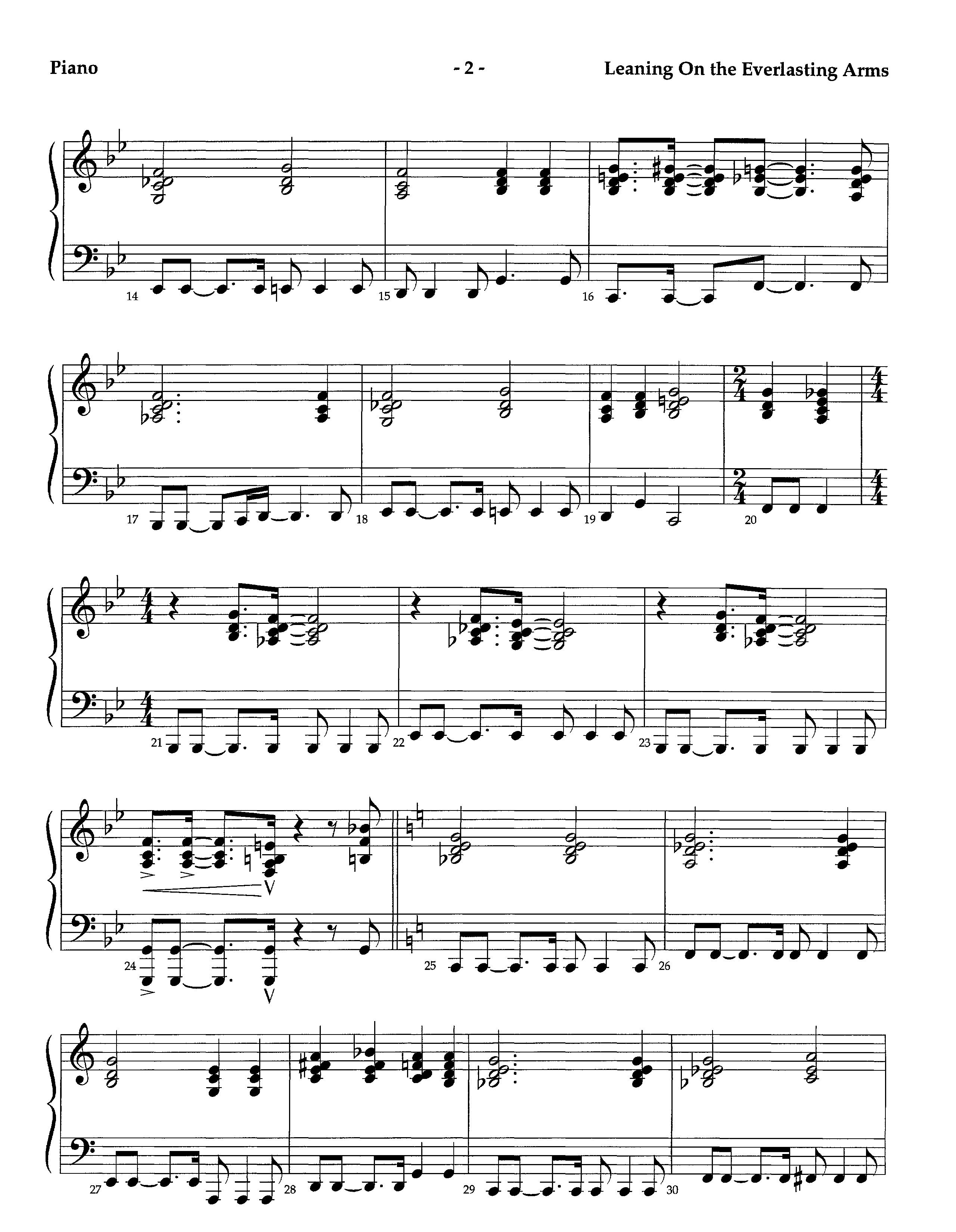 Leaning On The Everlasting Arms (Instrumental) Piano Sheet (Lifeway Worship / Arr. Richard Kingsmore)