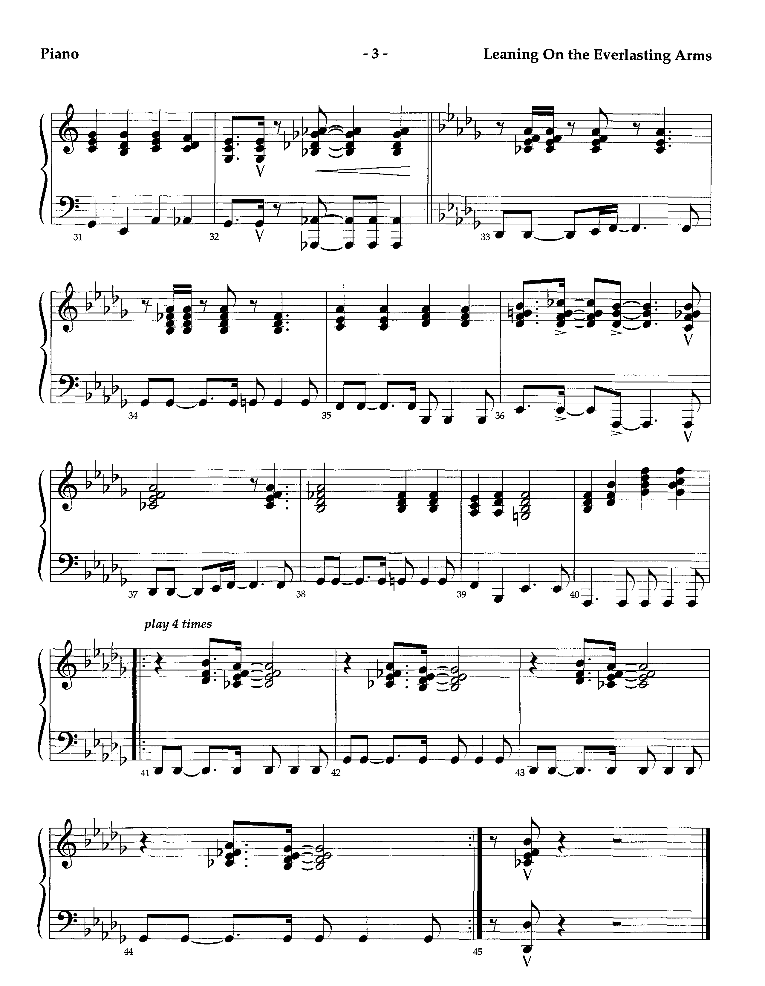 Leaning On The Everlasting Arms (Instrumental) Piano Sheet (Lifeway Worship / Arr. Richard Kingsmore)