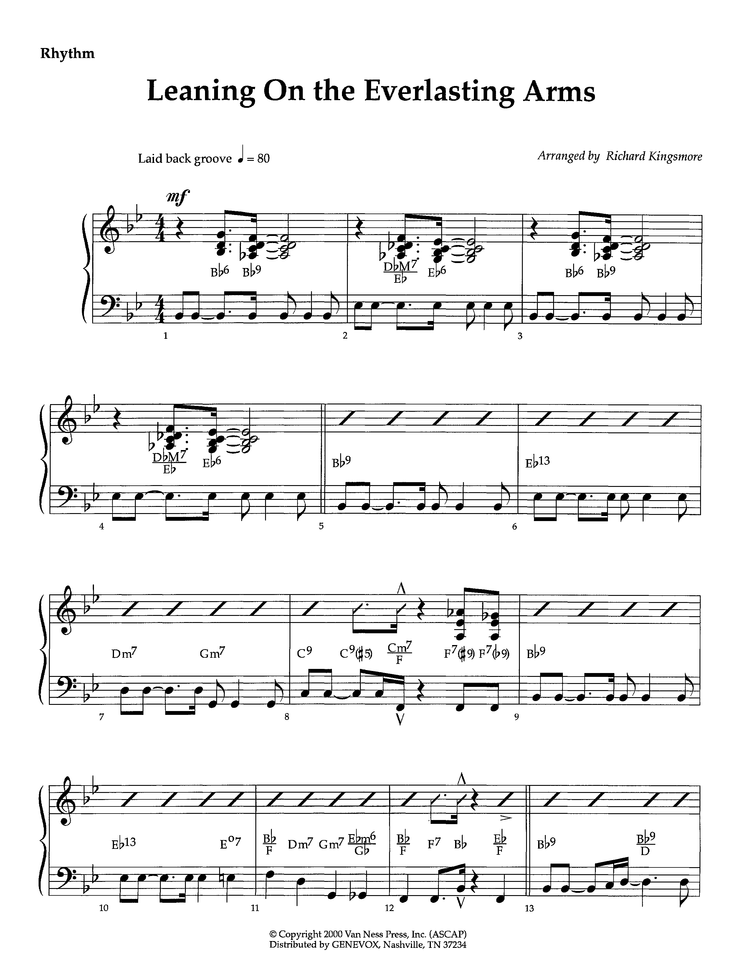 Leaning On The Everlasting Arms (Instrumental) Rhythm Chart (Lifeway Worship / Arr. Richard Kingsmore)