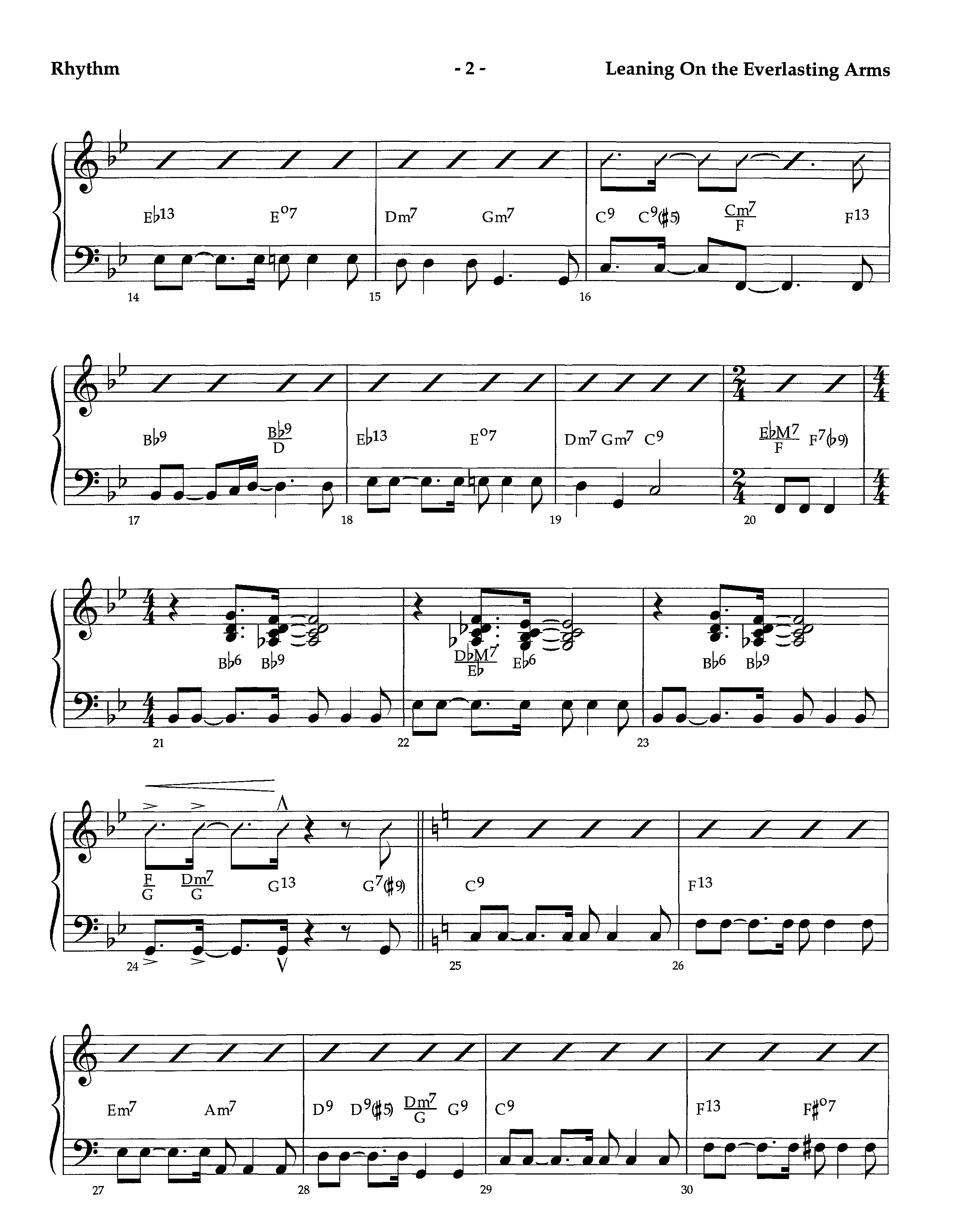 Leaning On The Everlasting Arms (Instrumental) Rhythm Chart (Lifeway Worship / Arr. Richard Kingsmore)