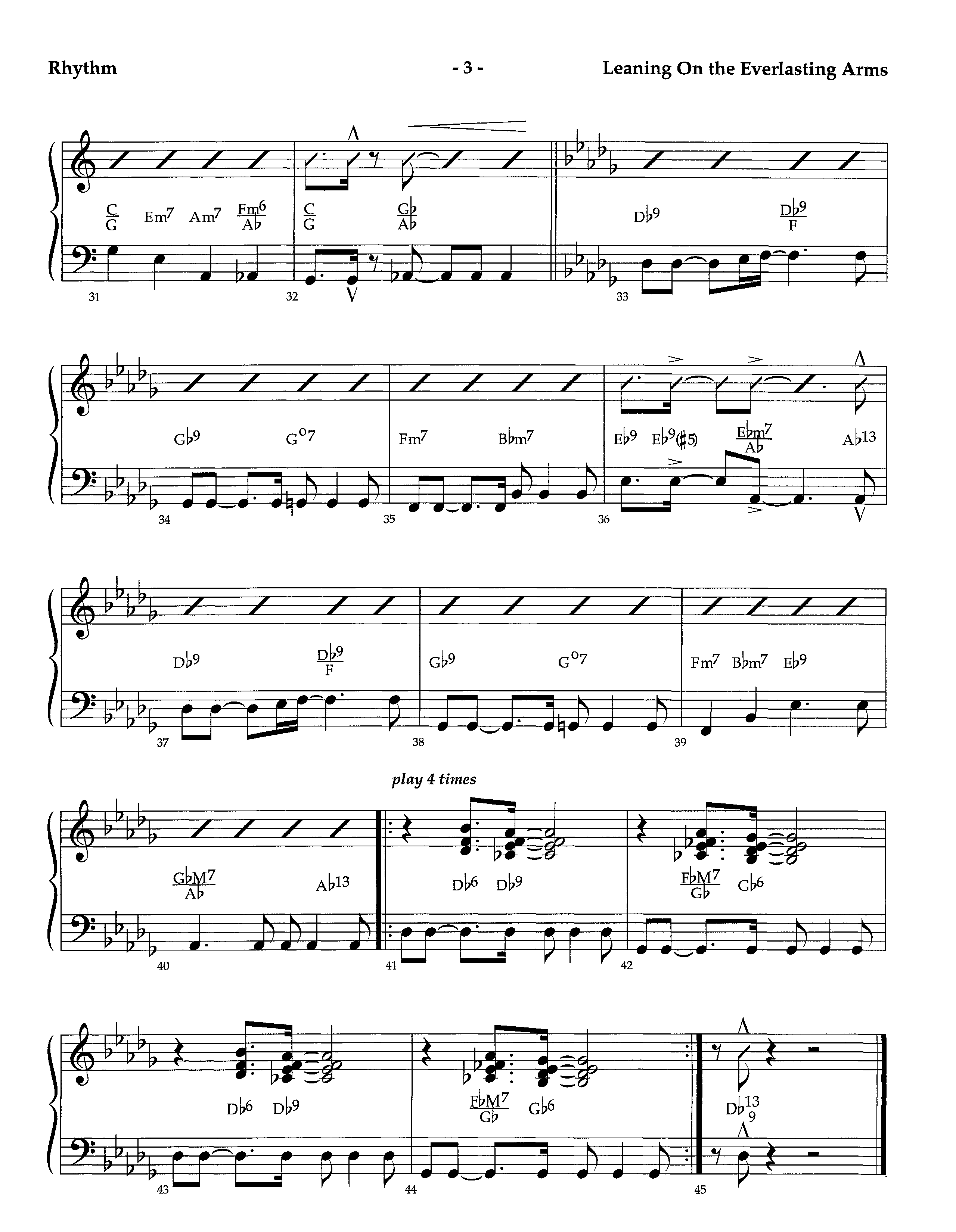 Leaning On The Everlasting Arms (Instrumental) Rhythm Chart (Lifeway Worship / Arr. Richard Kingsmore)