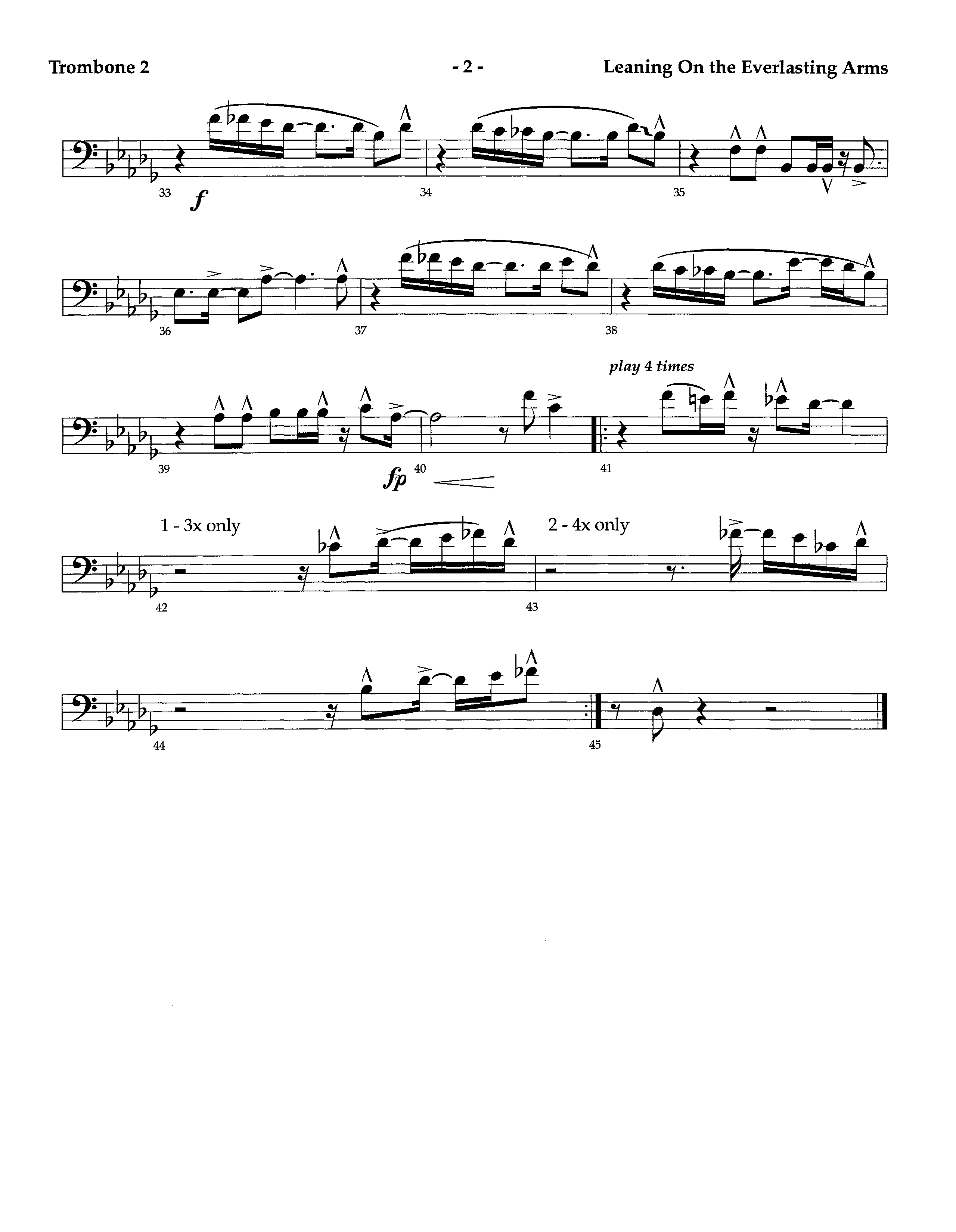 Leaning On The Everlasting Arms (Instrumental) Trombone 2 (Lifeway Worship / Arr. Richard Kingsmore)