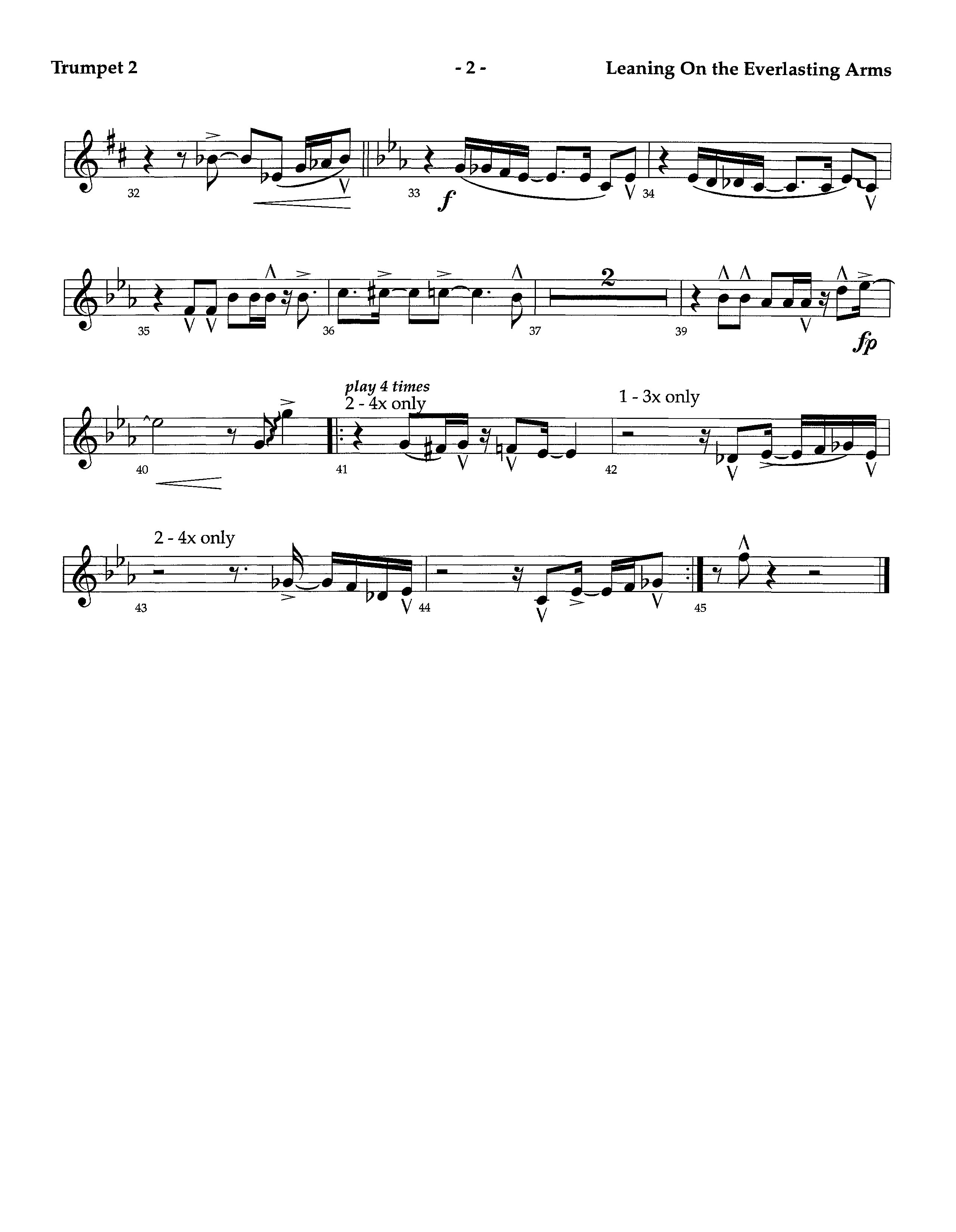 Leaning On The Everlasting Arms (Instrumental) Trumpet 2 (Lifeway Worship / Arr. Richard Kingsmore)