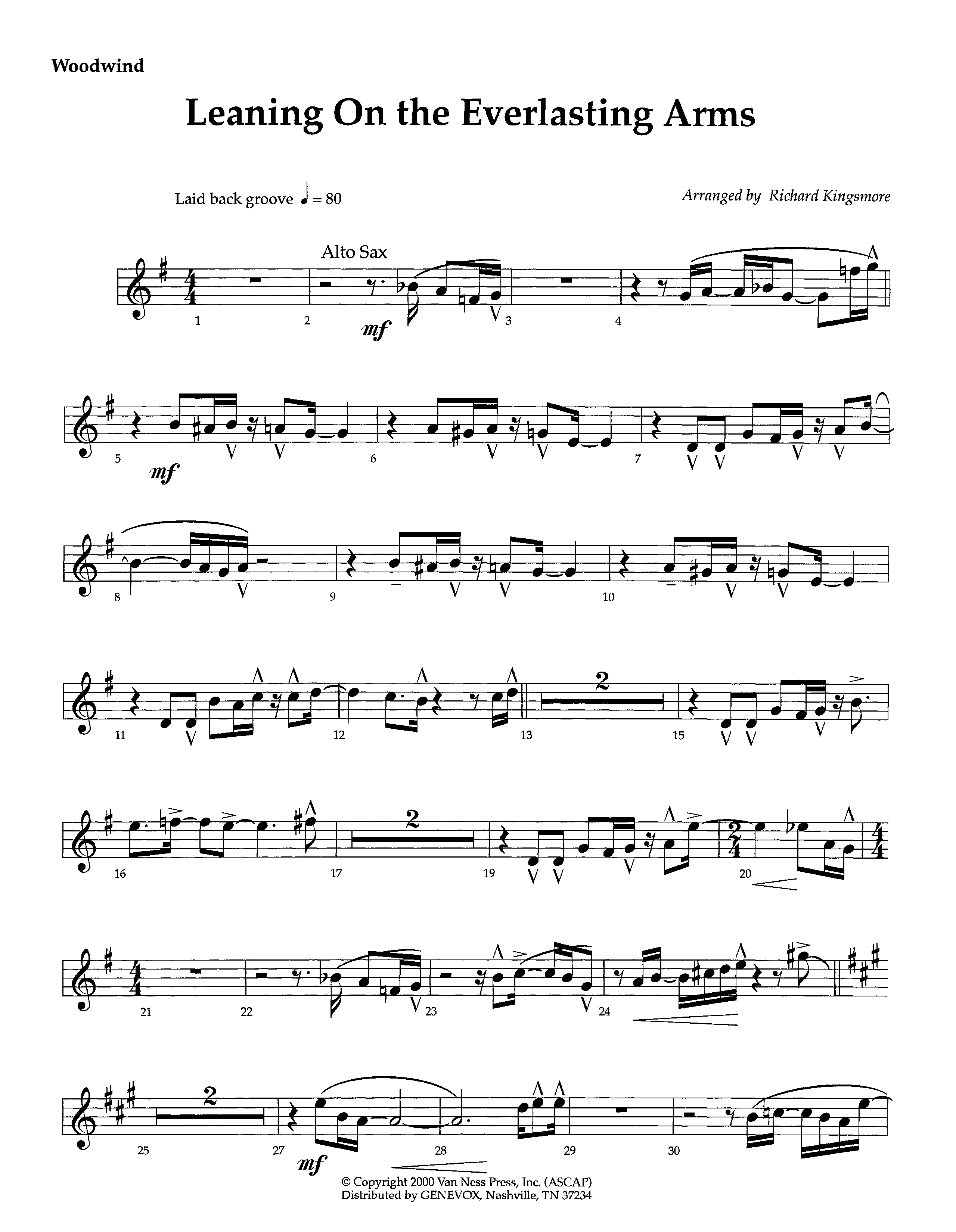 Leaning On The Everlasting Arms (Instrumental) Winds (Lifeway Worship / Arr. Richard Kingsmore)
