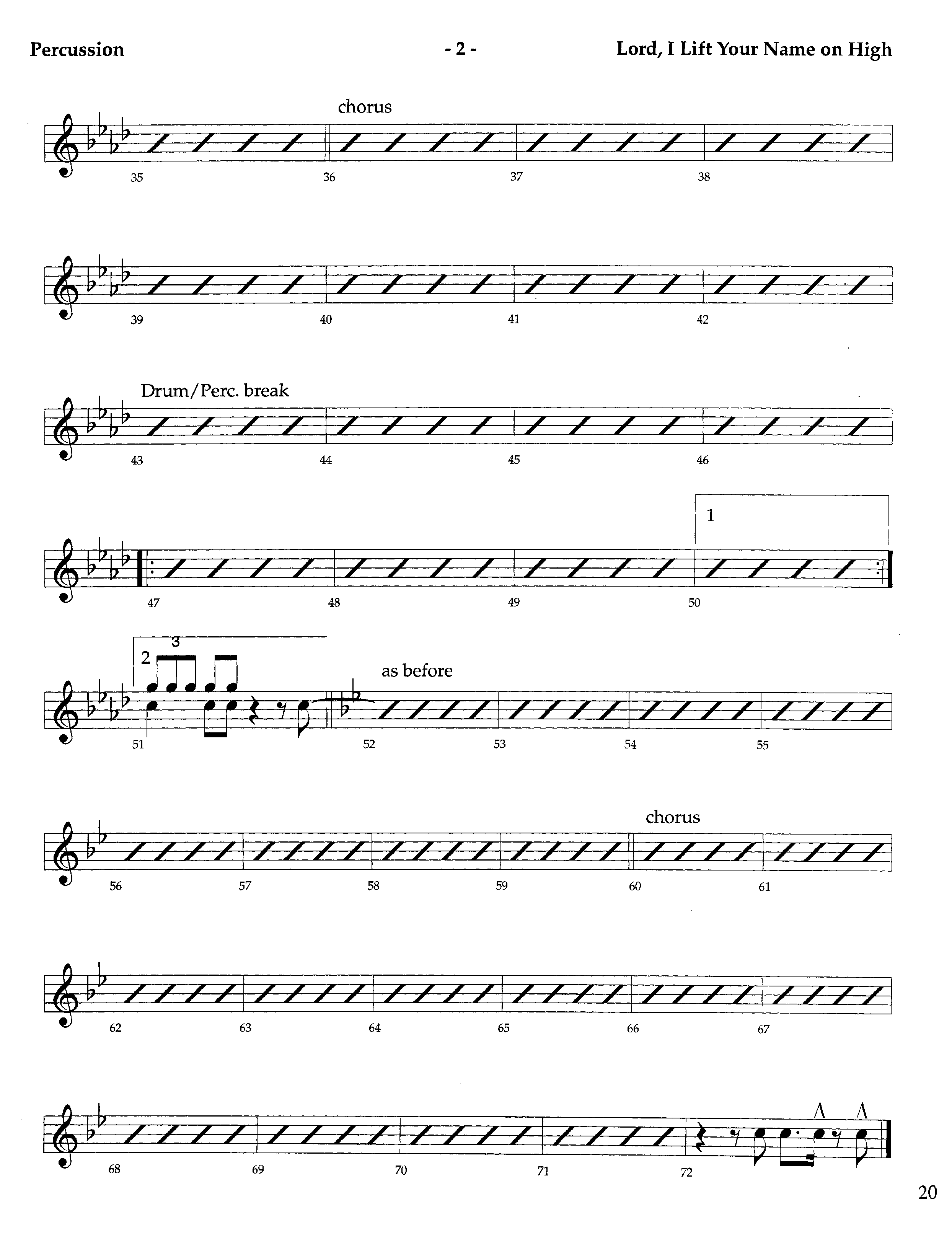 Lord I Lift Your Name On High (Instrumental) Percussion (Lifeway Worship / Arr. Richard Kingsmore)