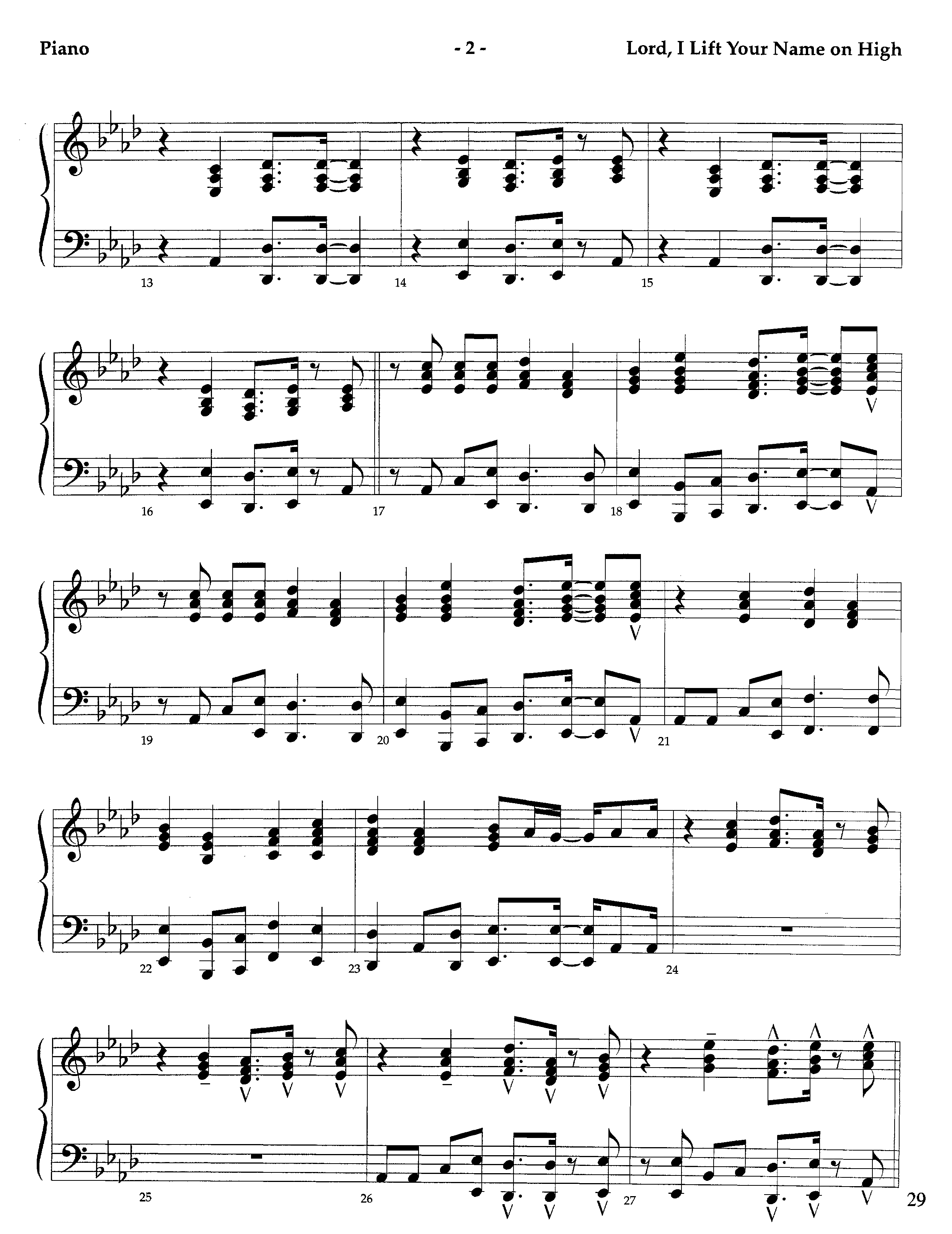 Lord I Lift Your Name On High (Instrumental) Piano Sheet (Lifeway Worship / Arr. Richard Kingsmore)