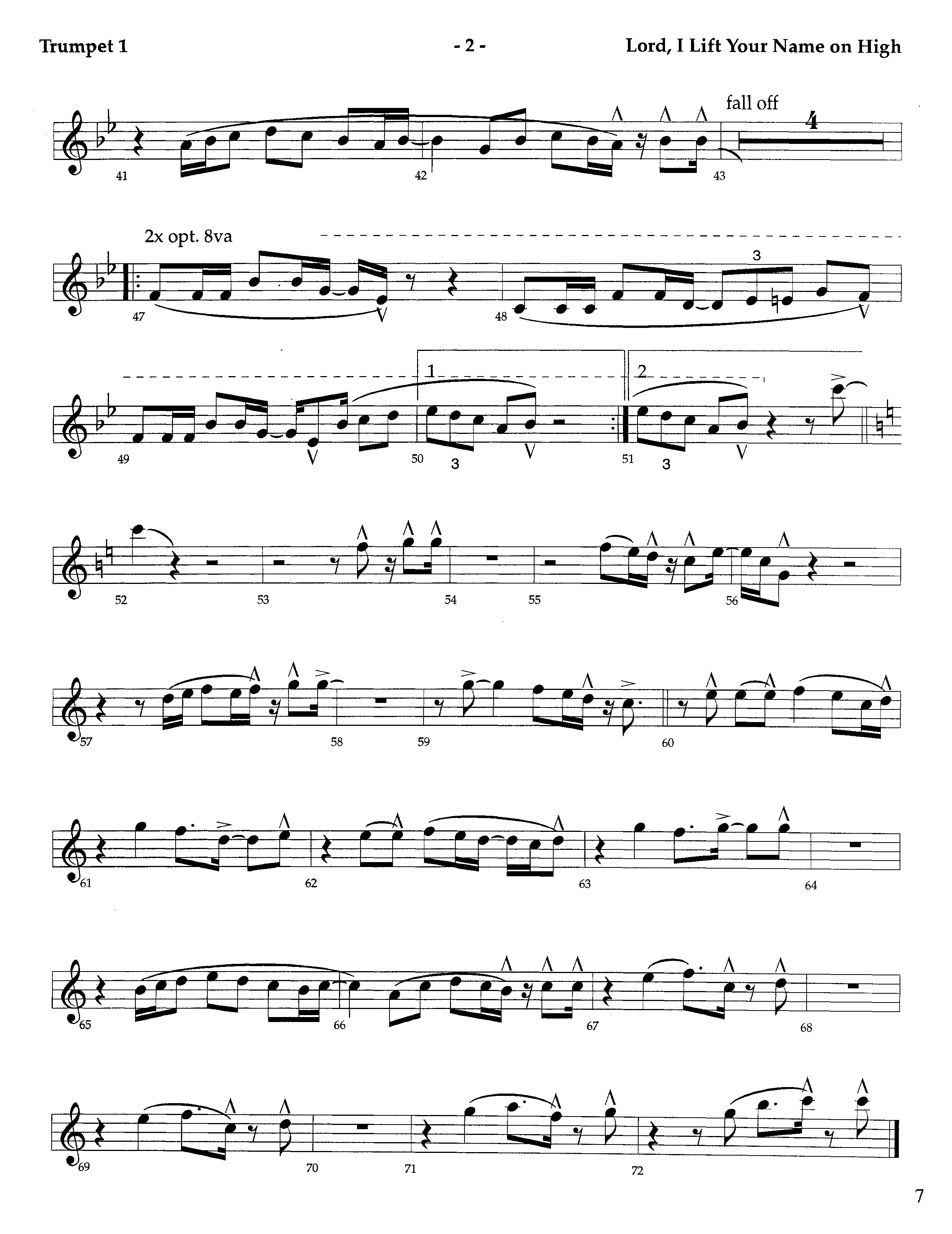 Lord I Lift Your Name On High (Instrumental) Trumpet 1 (Lifeway Worship / Arr. Richard Kingsmore)