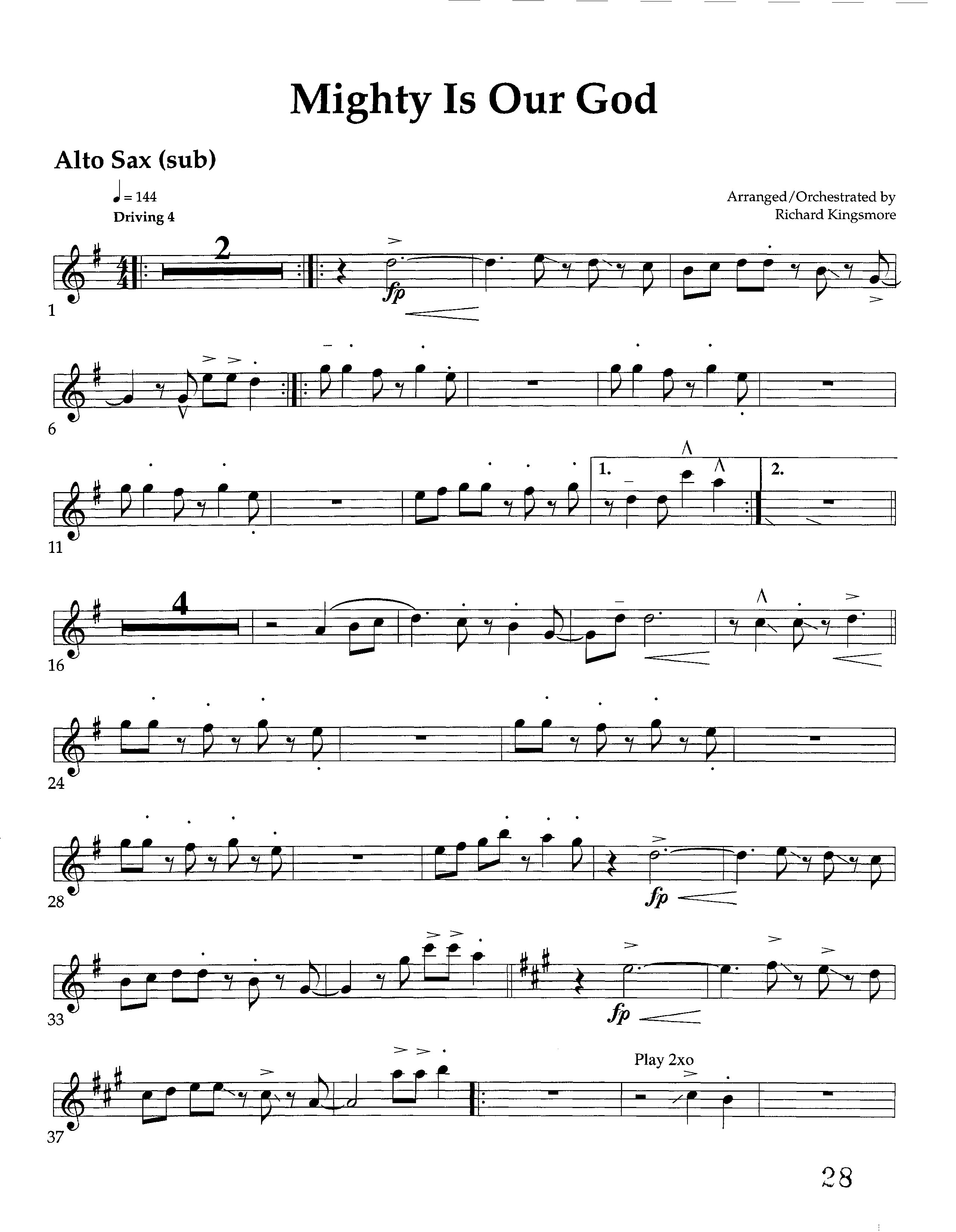 Mighty Is Our God (Instrumental) Alto Sax (Lifeway Worship / Arr. Richard Kingsmore)