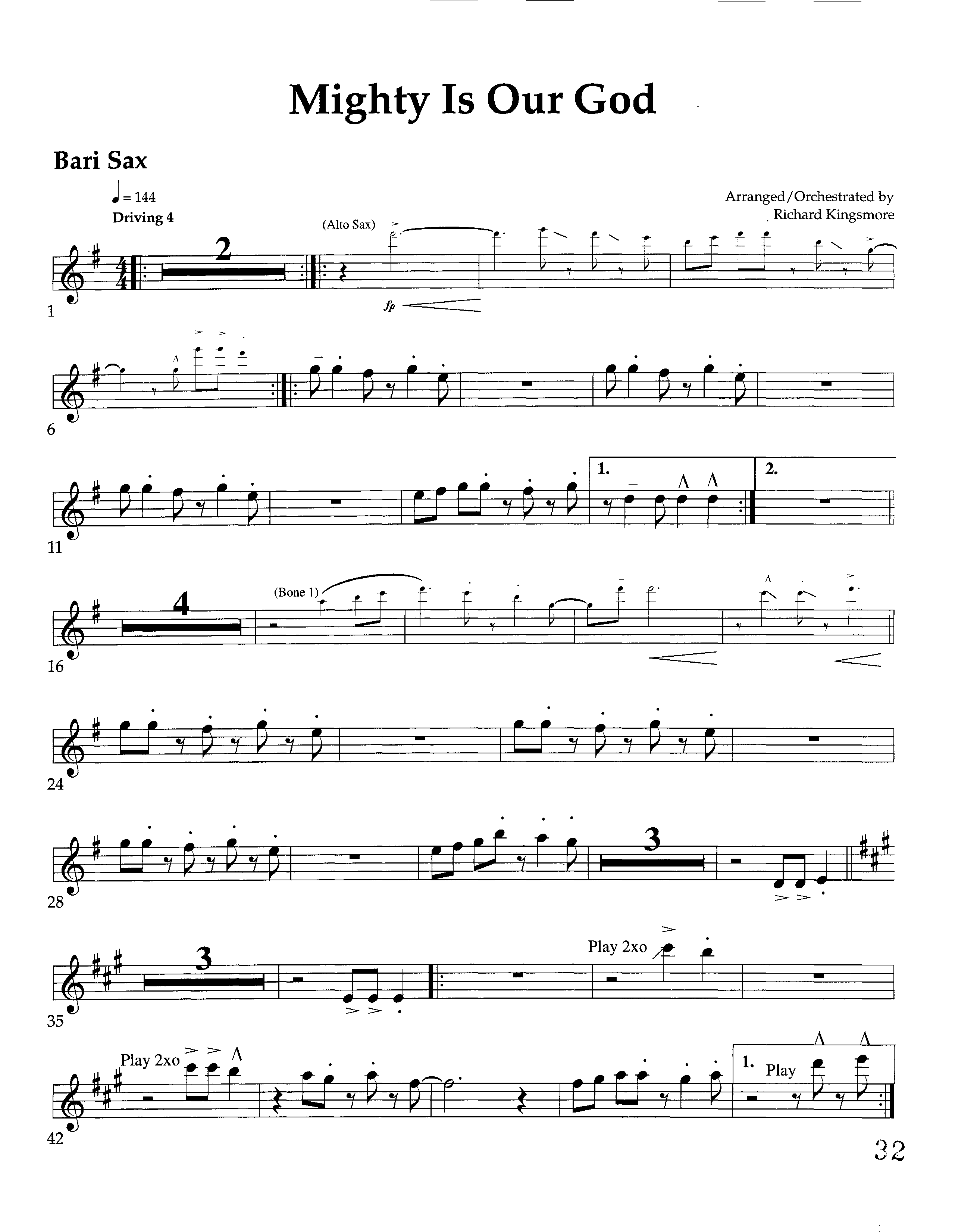 Mighty Is Our God (Instrumental) Bari Sax (Lifeway Worship / Arr. Richard Kingsmore)