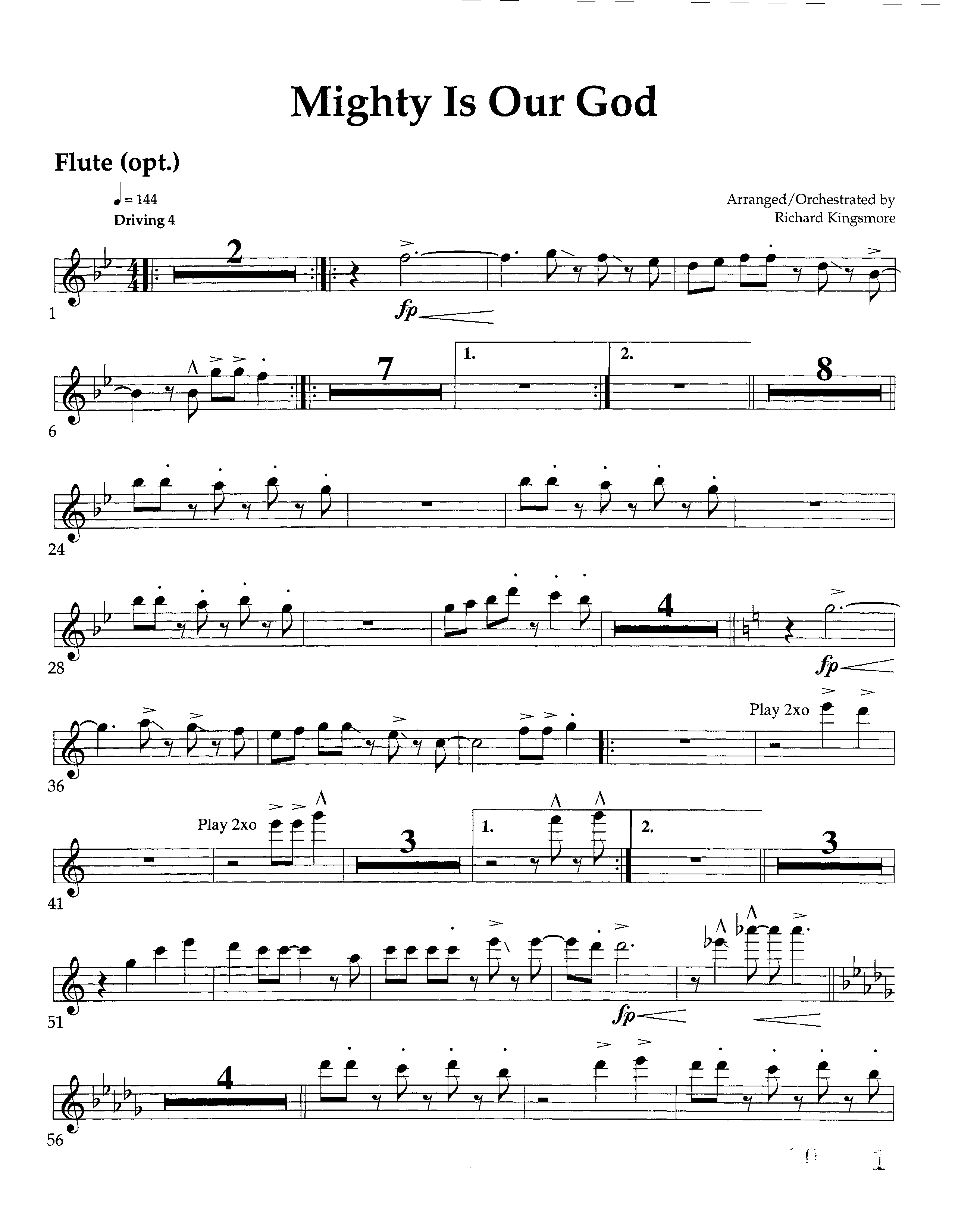 Mighty Is Our God (Instrumental) Flute (Lifeway Worship / Arr. Richard Kingsmore)