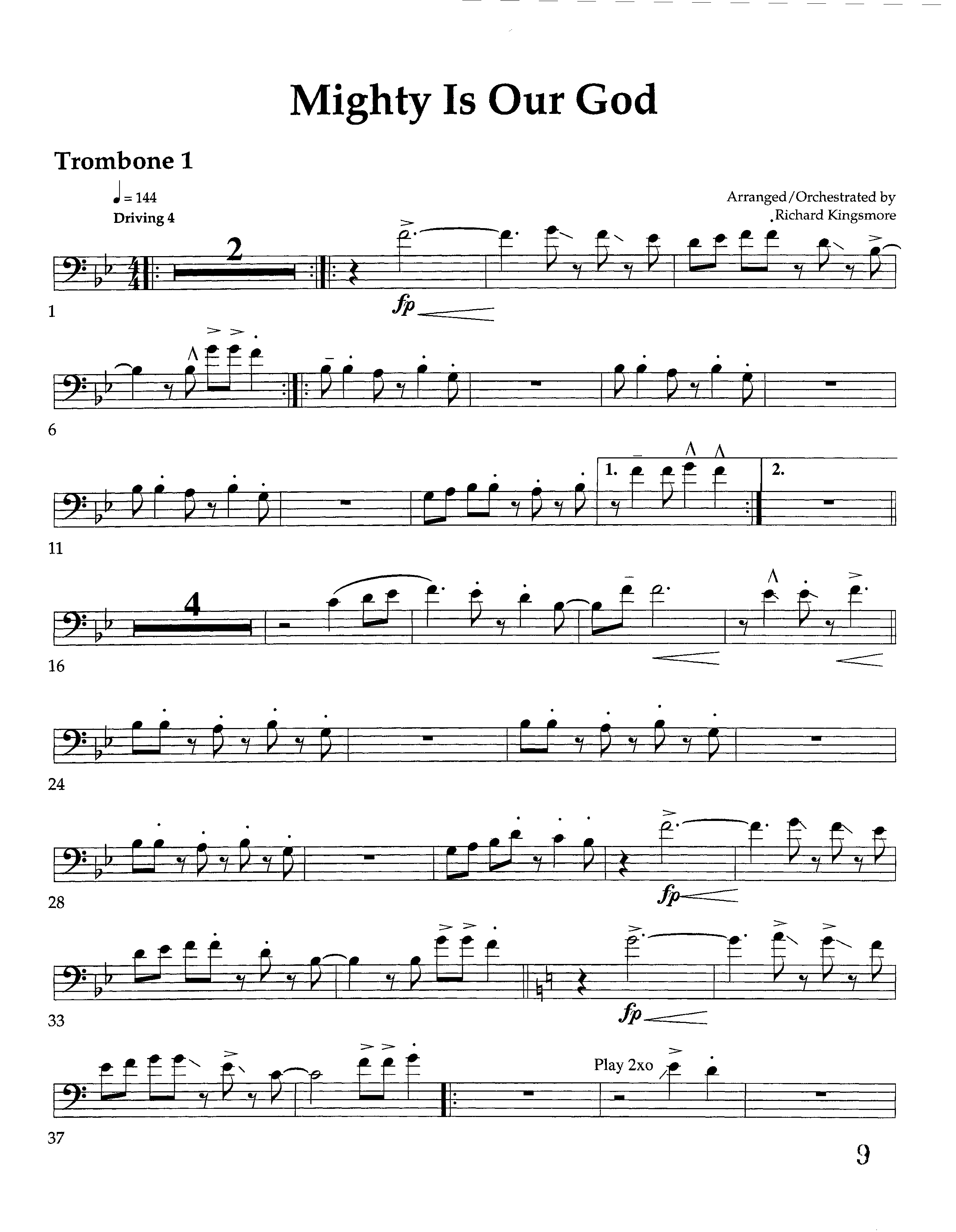 Mighty Is Our God (Instrumental) Trombone 1 (Lifeway Worship / Arr. Richard Kingsmore)