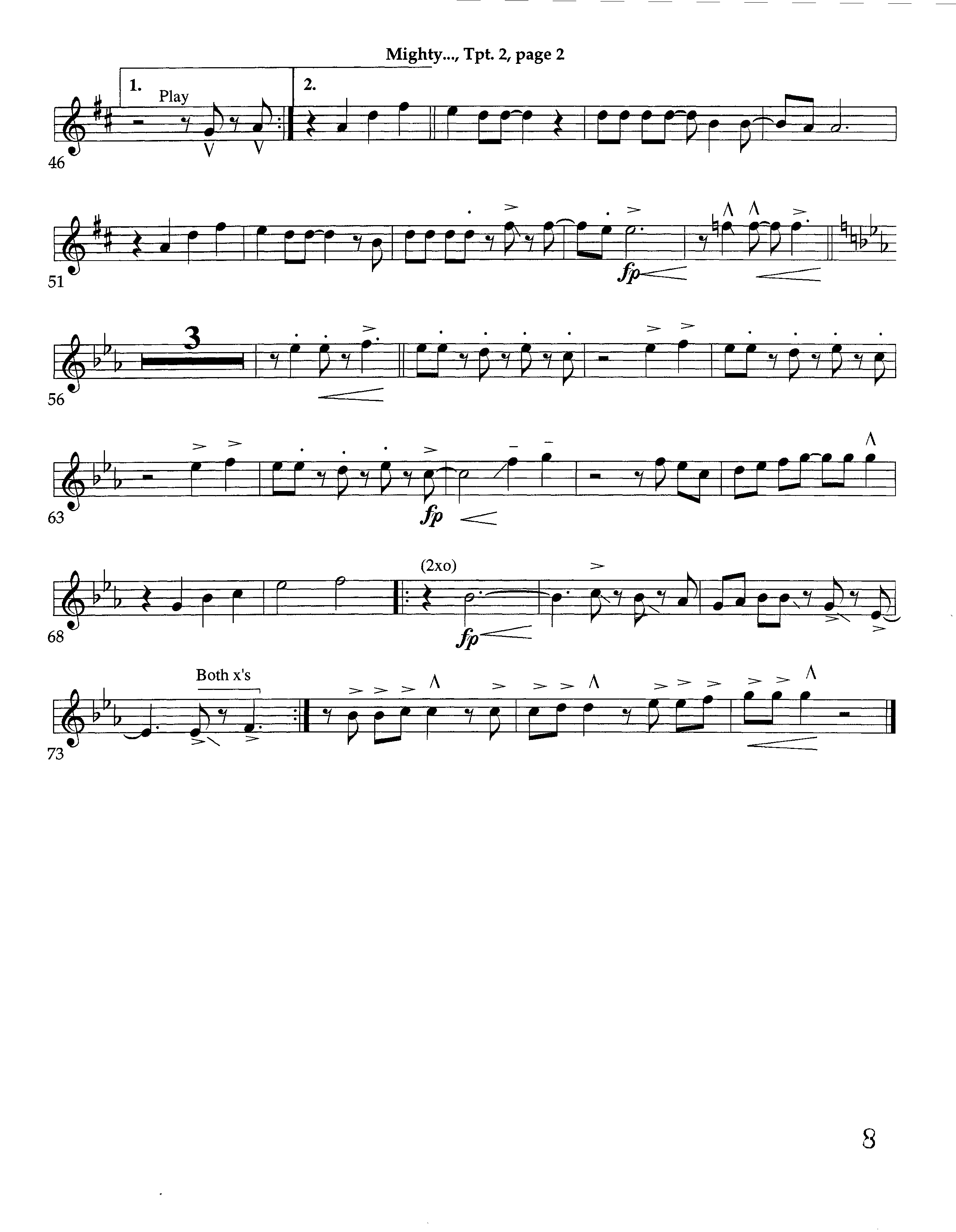 Mighty Is Our God (Instrumental) Trumpet 2 (Lifeway Worship / Arr. Richard Kingsmore)
