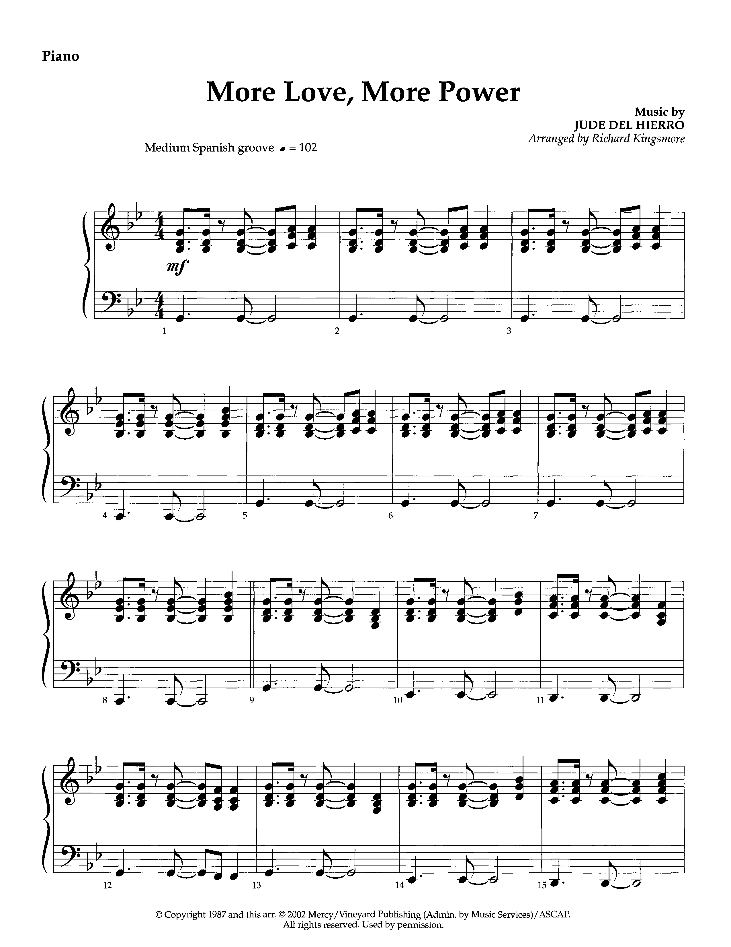 More Love More Power (Instrumental) Piano Sheet (Lifeway Worship / Arr. Richard Kingsmore)
