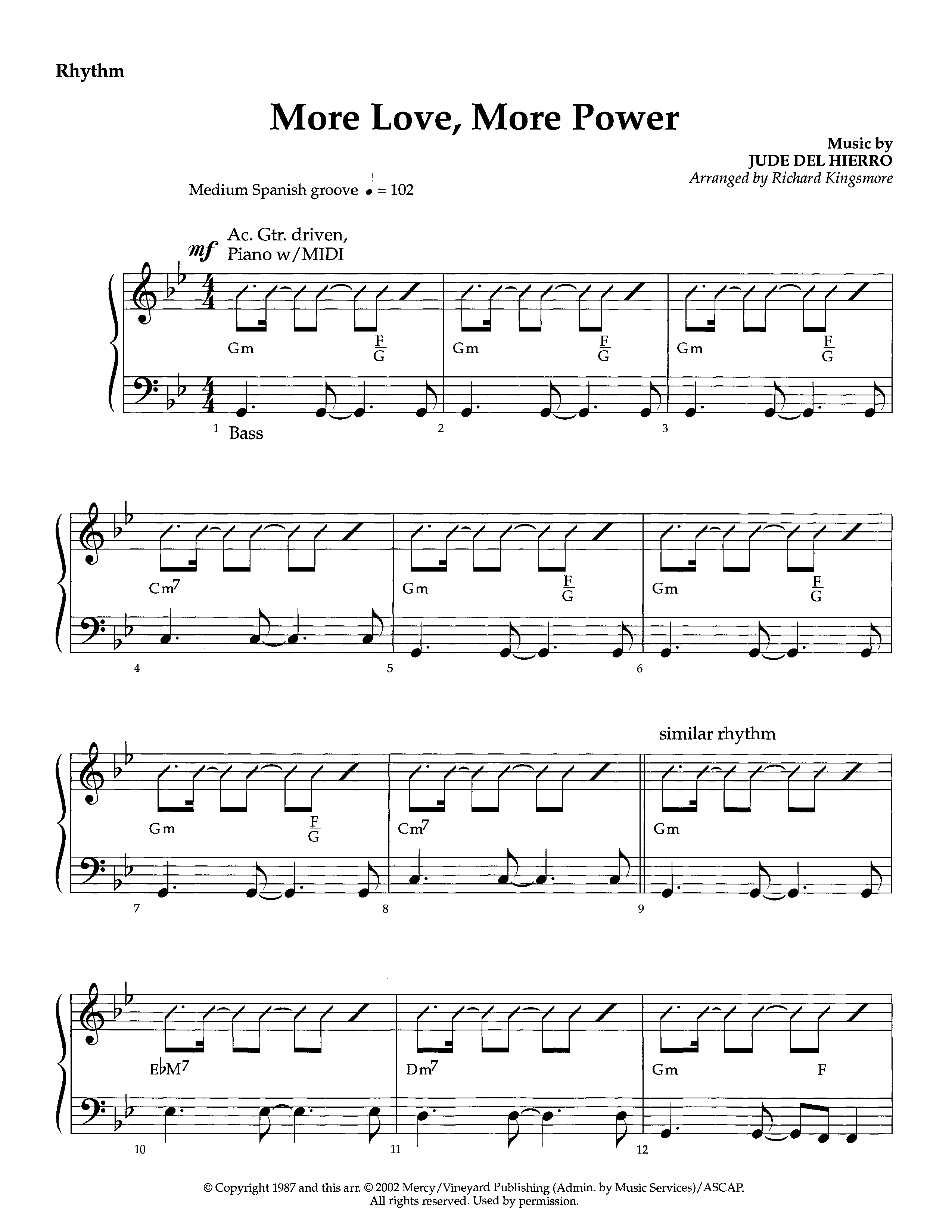 More Love More Power (Instrumental) Rhythm Chart (Lifeway Worship / Arr. Richard Kingsmore)