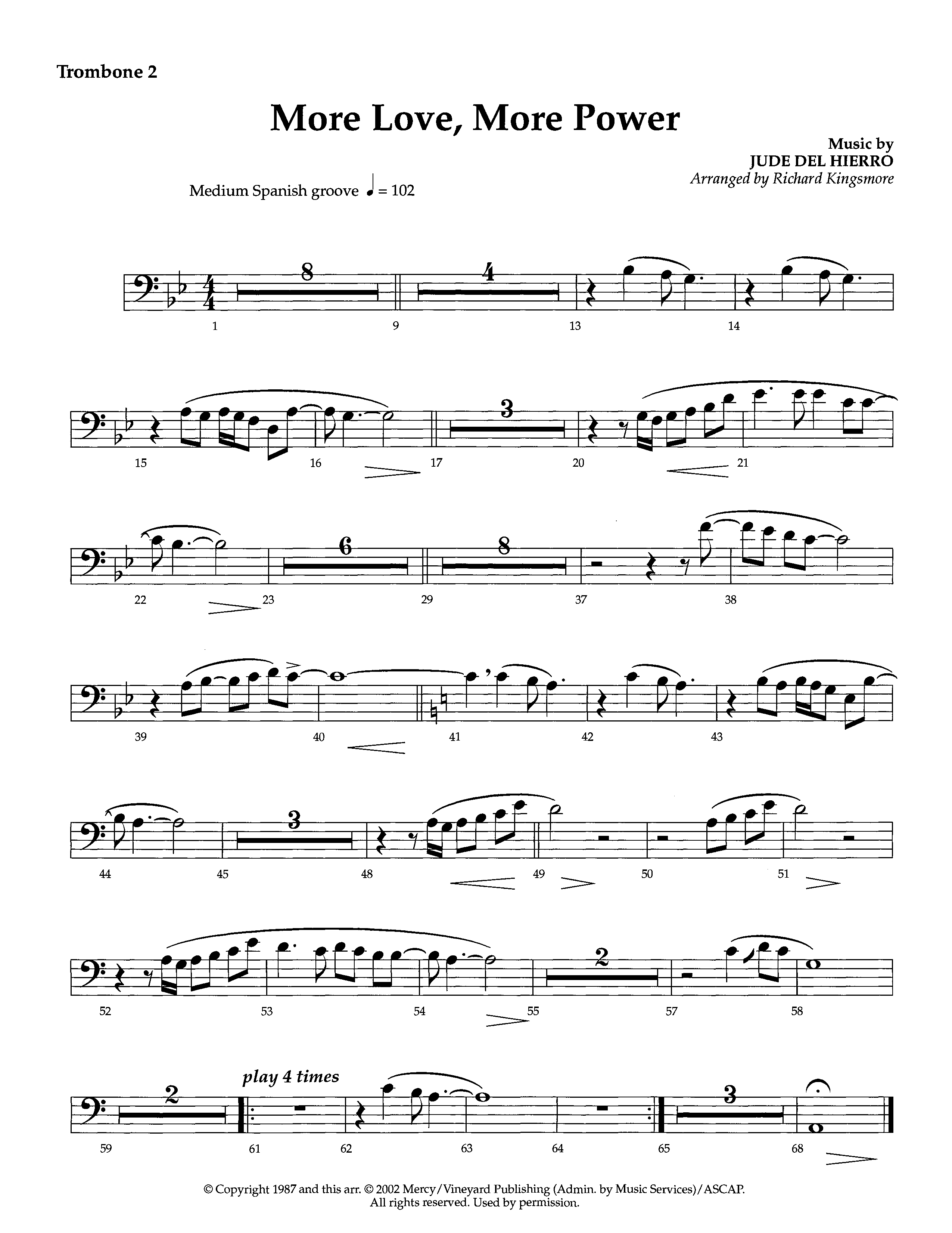 More Love More Power (Instrumental) Trombone 2 (Lifeway Worship / Arr. Richard Kingsmore)