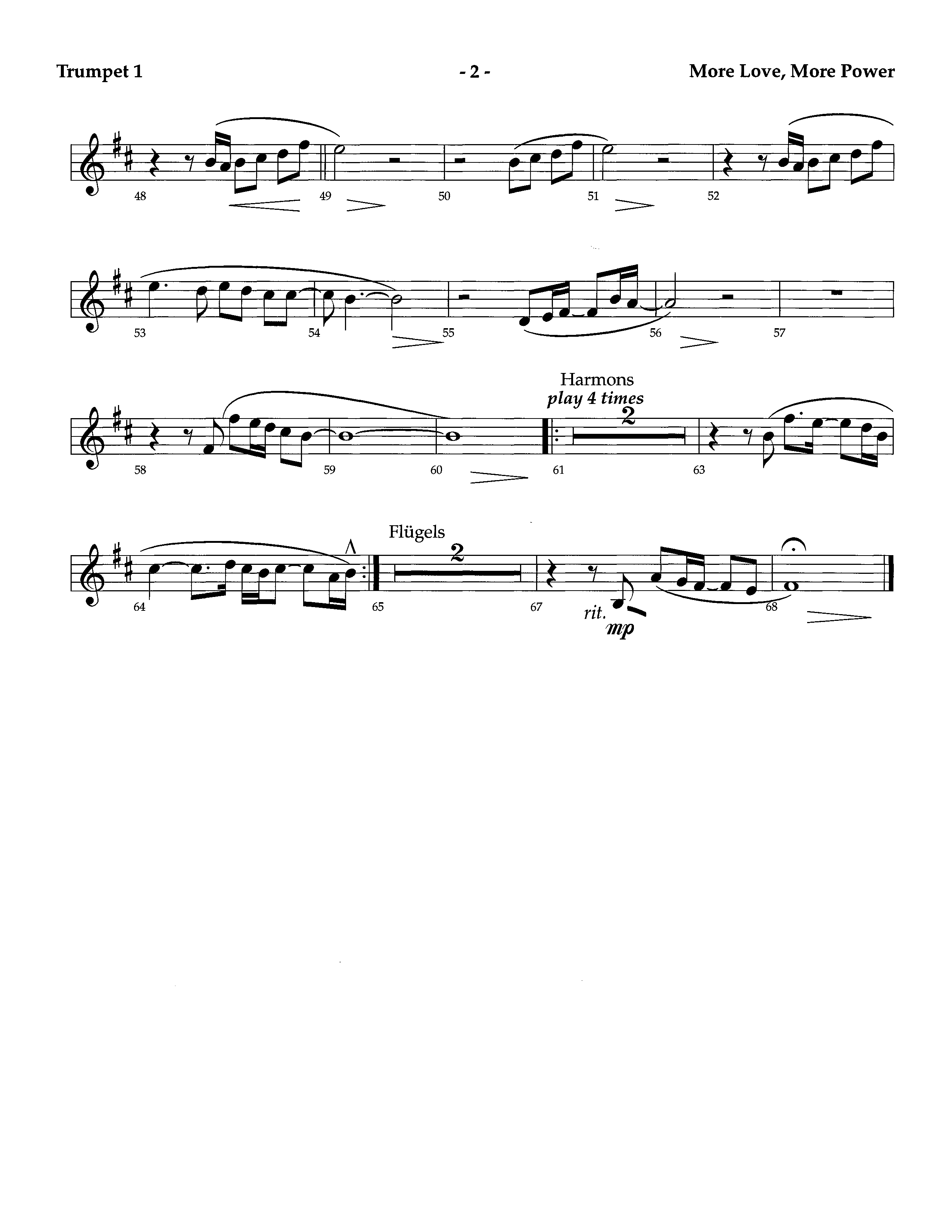 More Love More Power (Instrumental) Trumpet 1 (Lifeway Worship / Arr. Richard Kingsmore)