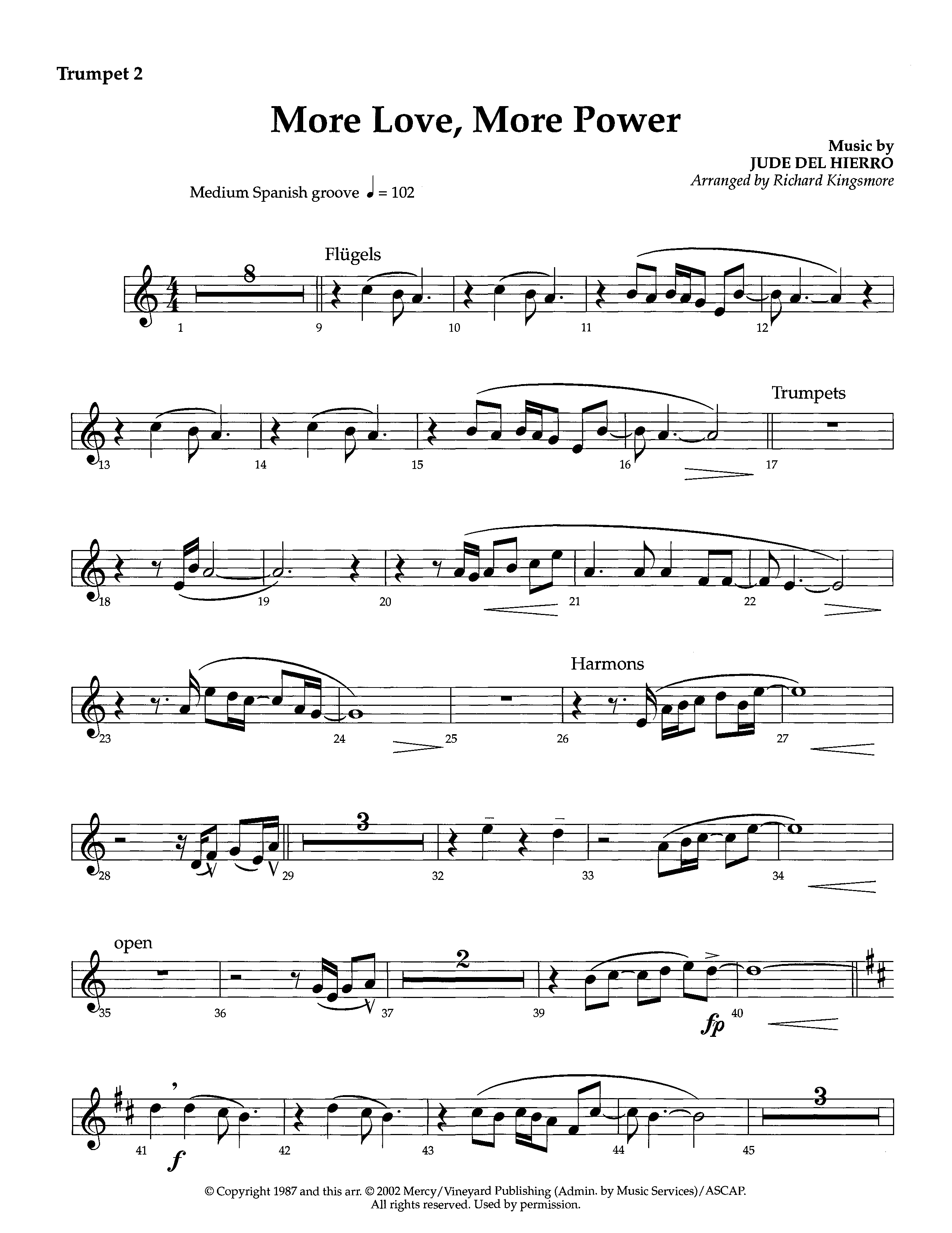 More Love More Power (Instrumental) Trumpet 2 (Lifeway Worship / Arr. Richard Kingsmore)