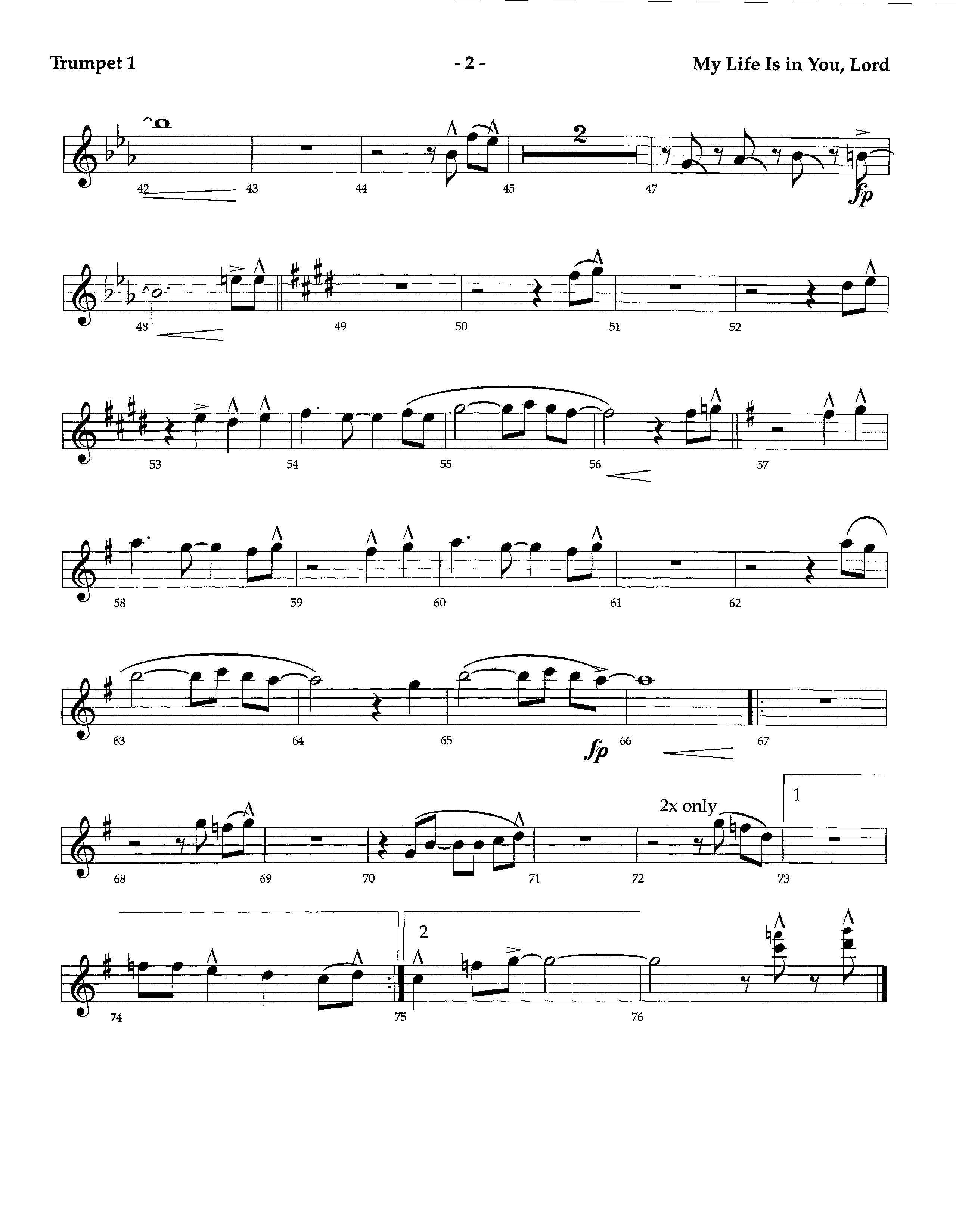 My Life Is In You (Instrumental) Trumpet 1 (Lifeway Worship / Arr. Richard Kingsmore)