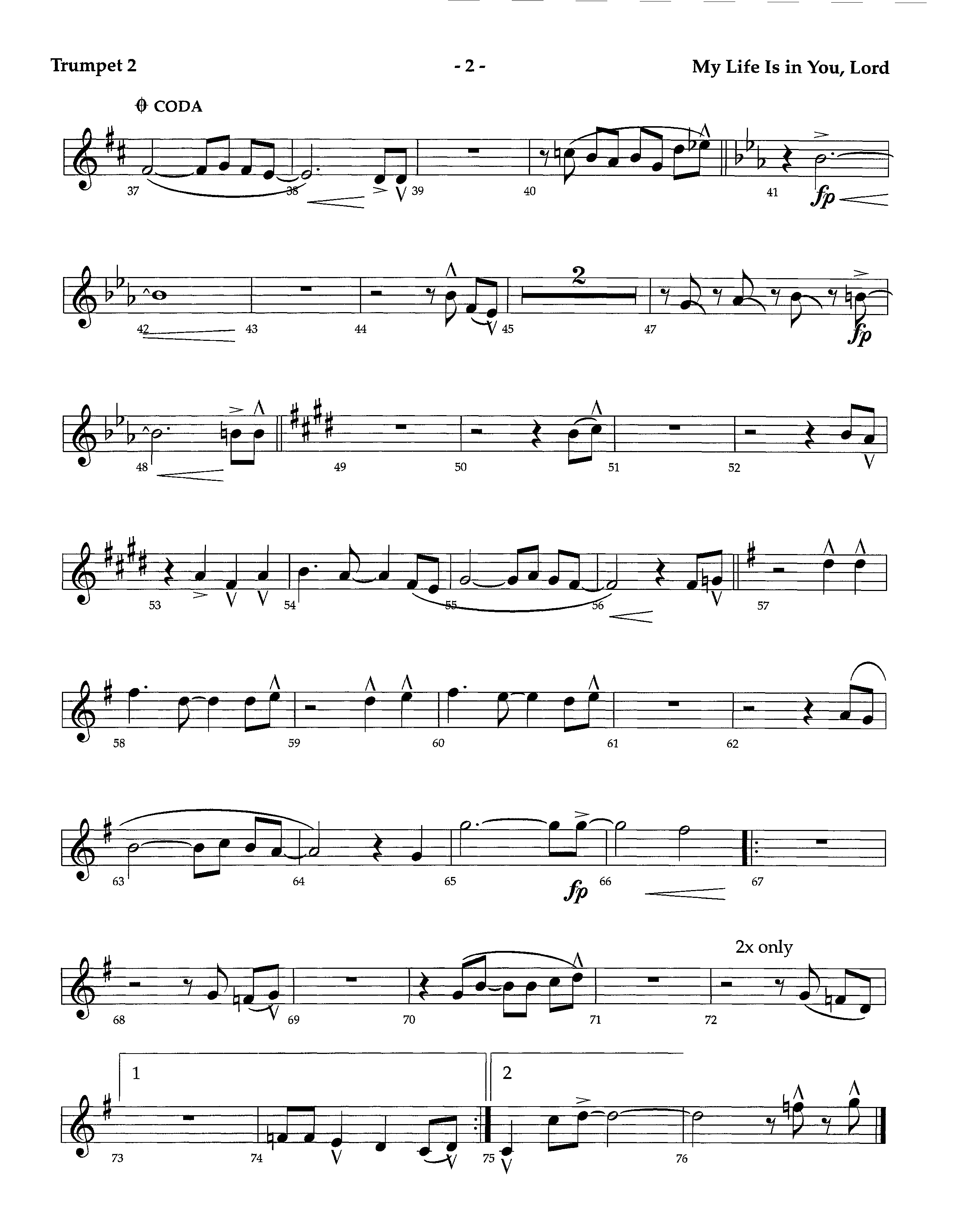 My Life Is In You (Instrumental) Trumpet 2 (Lifeway Worship / Arr. Richard Kingsmore)