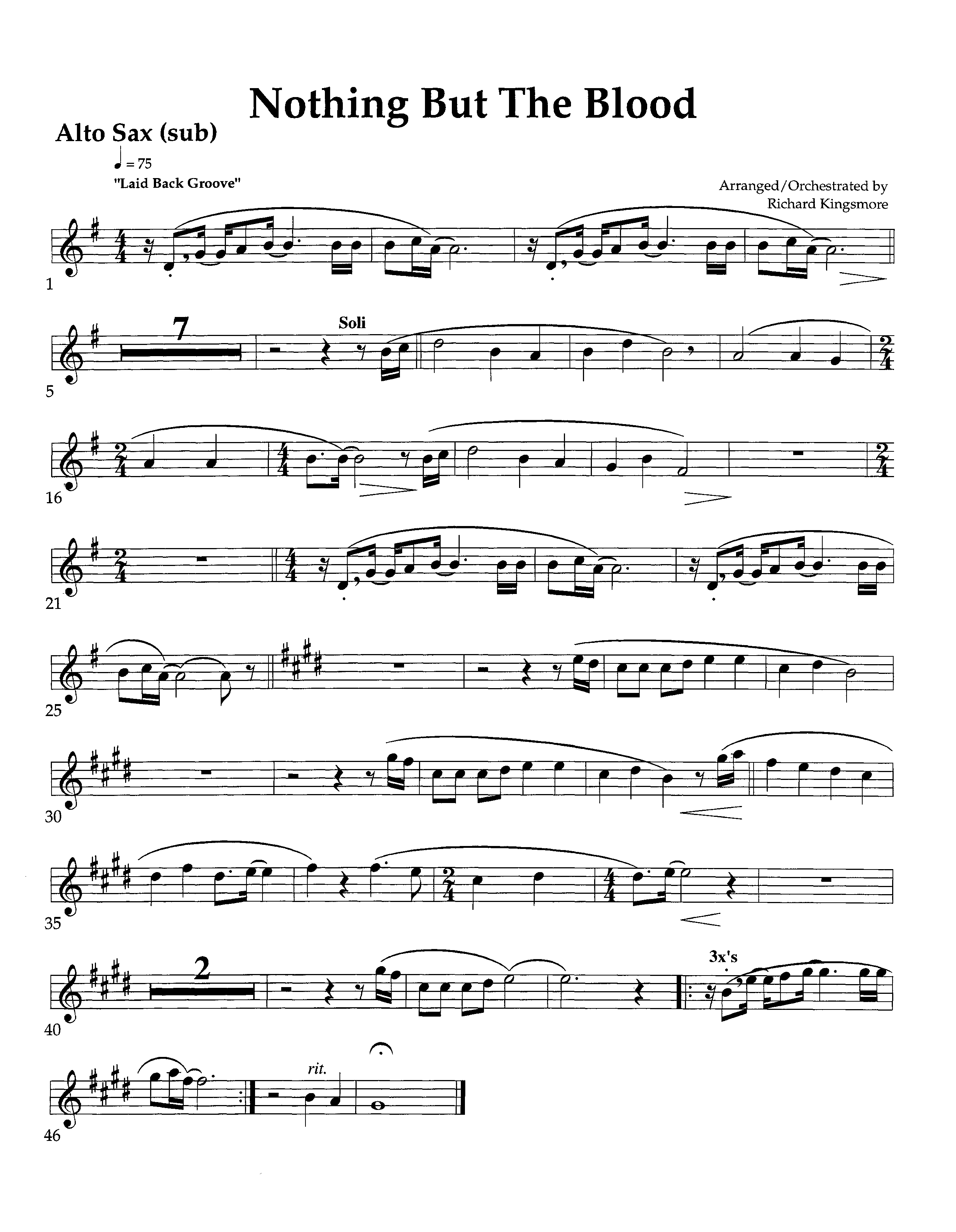 Nothing But The Blood (Instrumental) Alto Sax (Lifeway Worship / Arr. Richard Kingsmore)