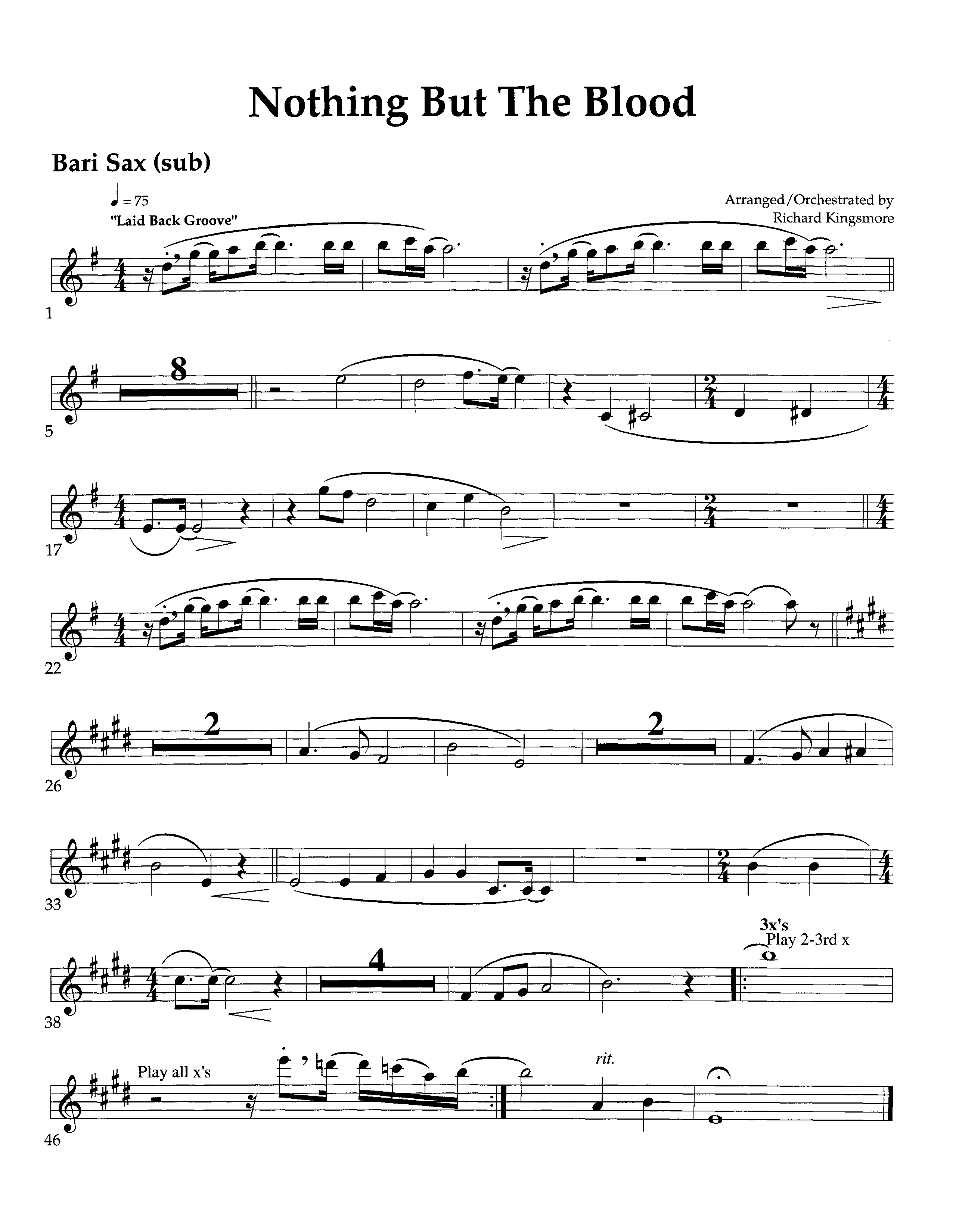 Nothing But The Blood (Instrumental) Bari Sax (Lifeway Worship / Arr. Richard Kingsmore)