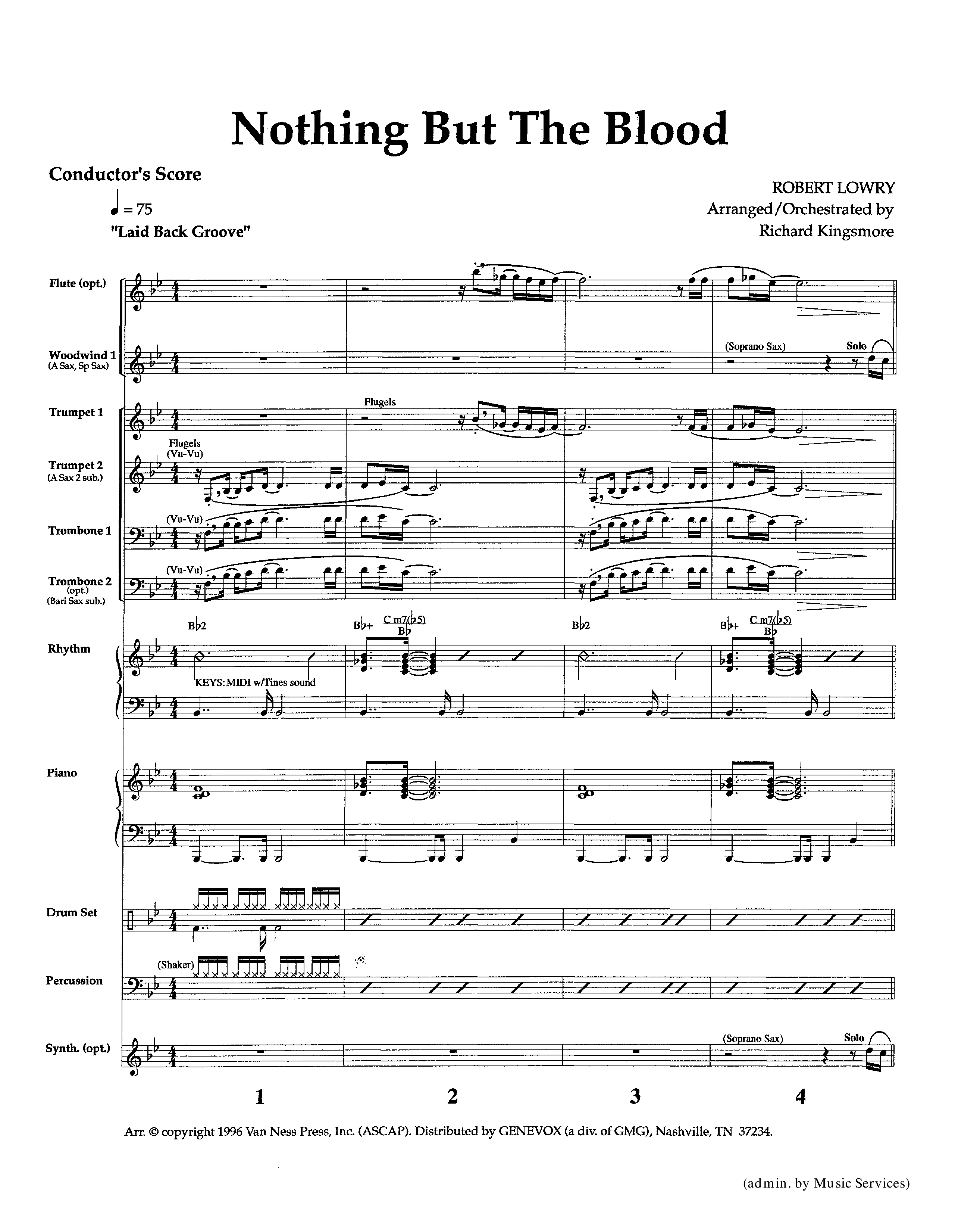 Nothing But The Blood (Instrumental) Conductor's Score (Lifeway Worship / Arr. Richard Kingsmore)