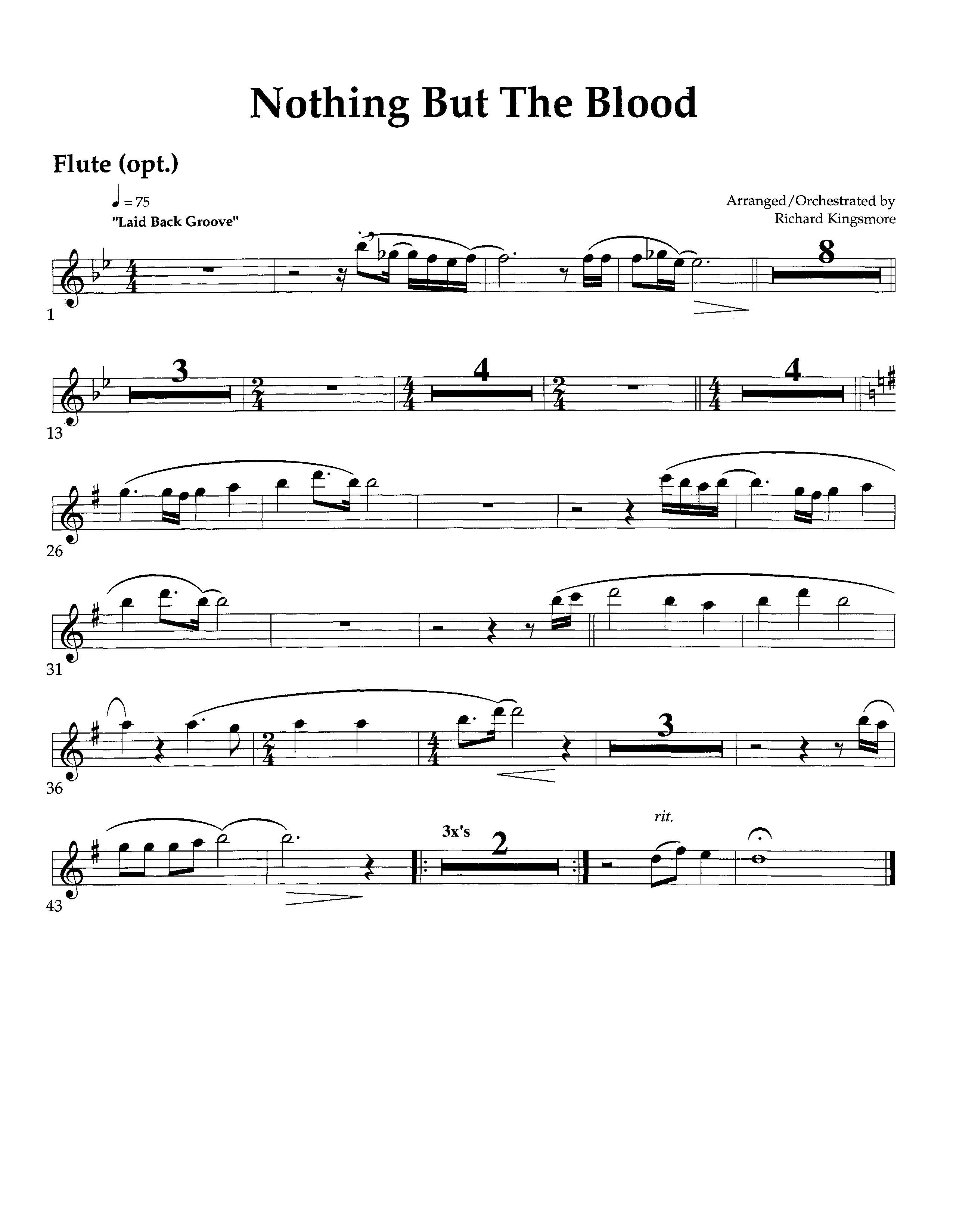 Nothing But The Blood (Instrumental) Flute (Lifeway Worship / Arr. Richard Kingsmore)