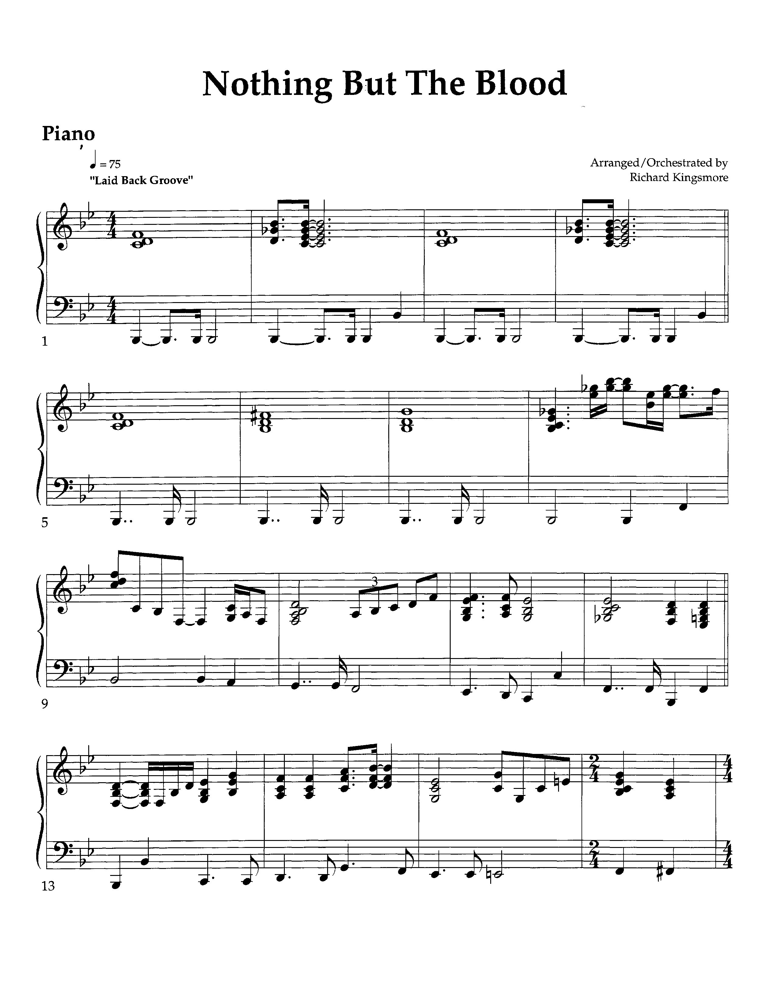 Nothing But The Blood (Instrumental) Piano Sheet (Lifeway Worship / Arr. Richard Kingsmore)