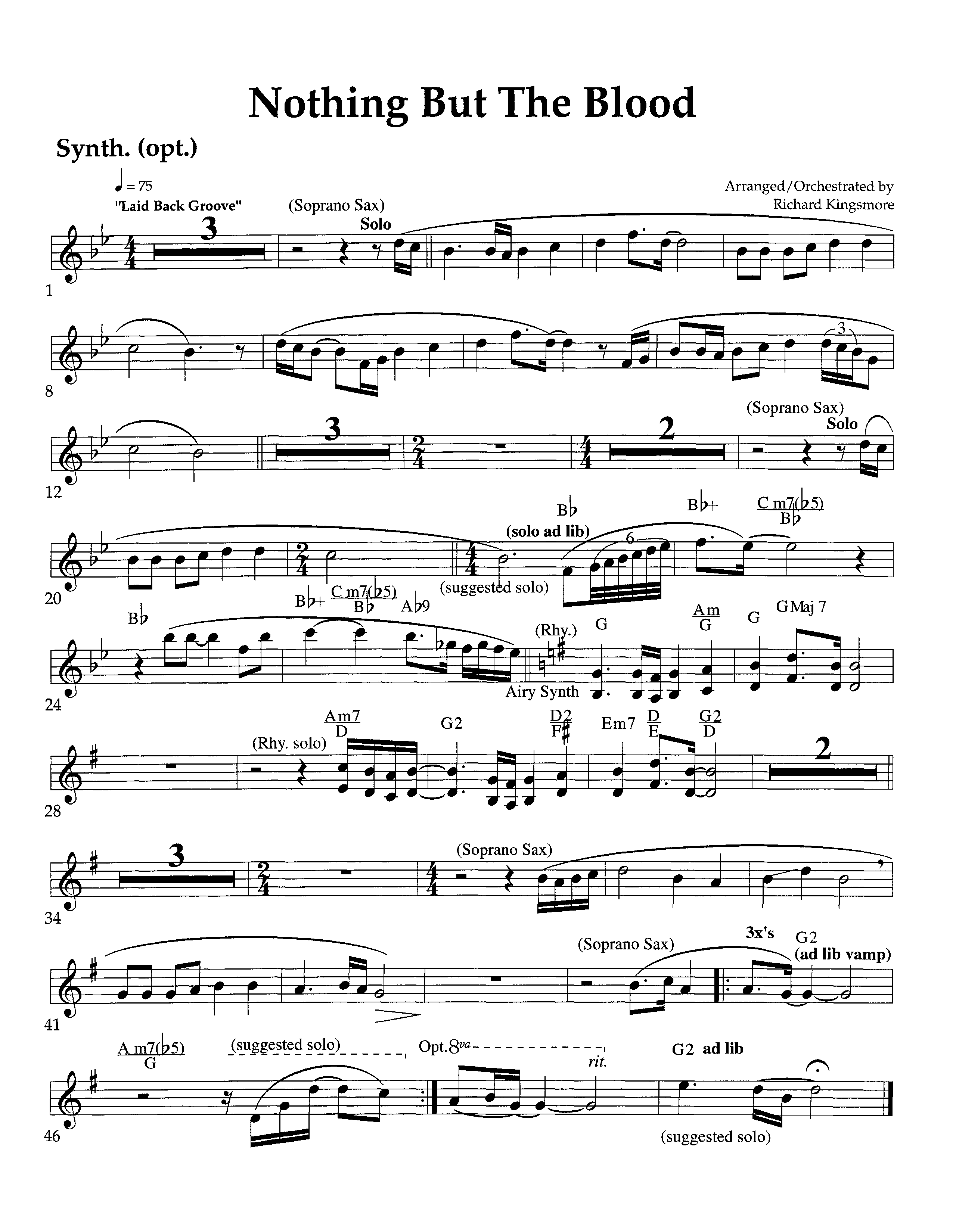 Nothing But The Blood (Instrumental) Synth (Lifeway Worship / Arr. Richard Kingsmore)