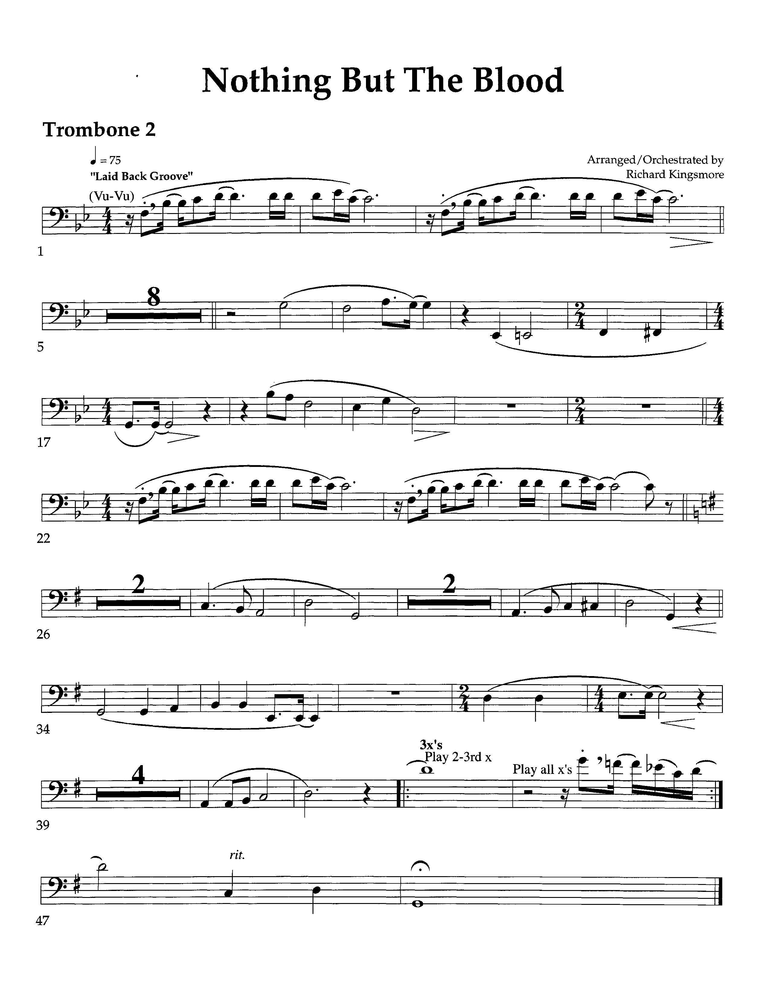 Nothing But The Blood (Instrumental) Trombone 2 (Lifeway Worship / Arr. Richard Kingsmore)