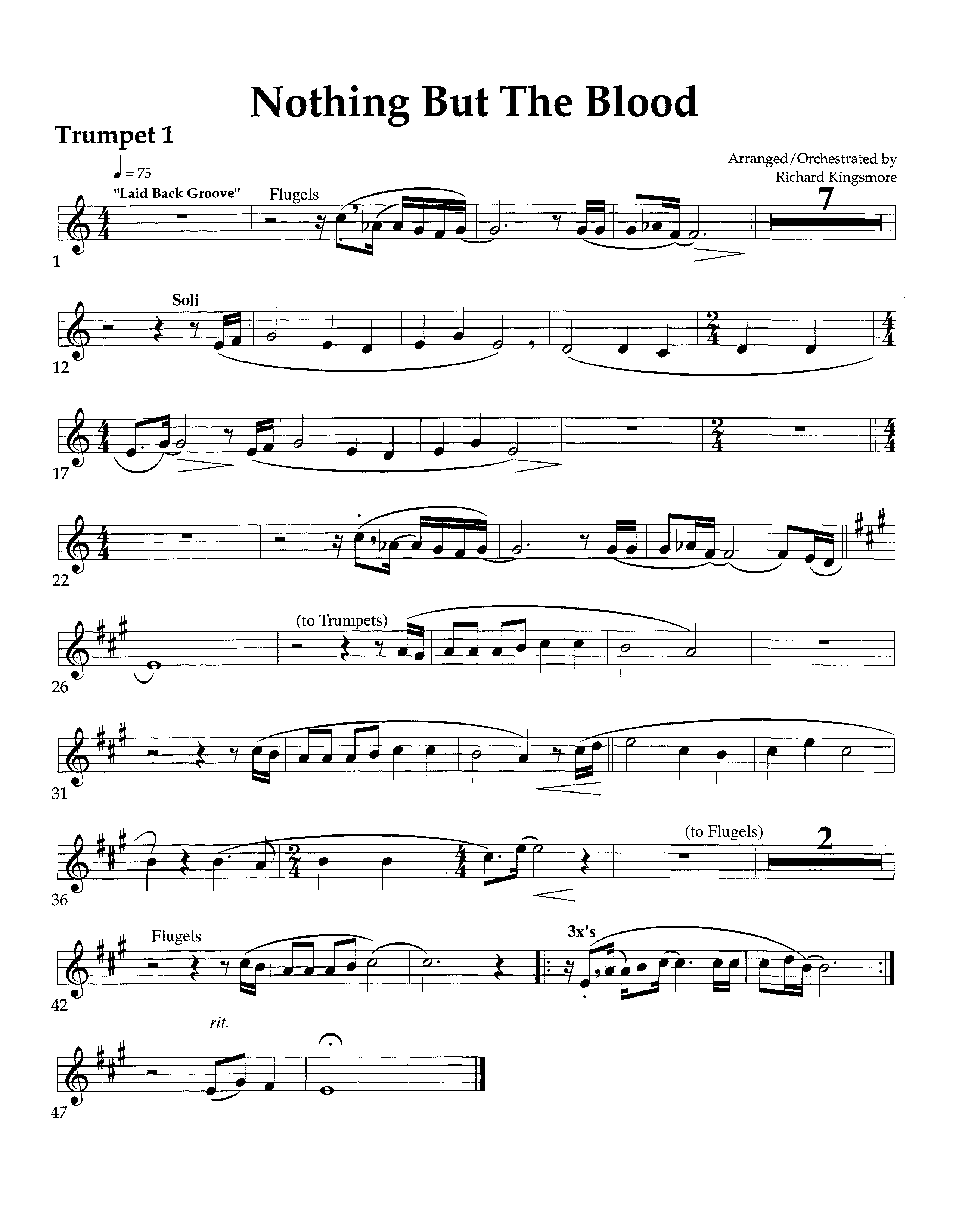 Nothing But The Blood (Instrumental) Trumpet 1 (Lifeway Worship / Arr. Richard Kingsmore)