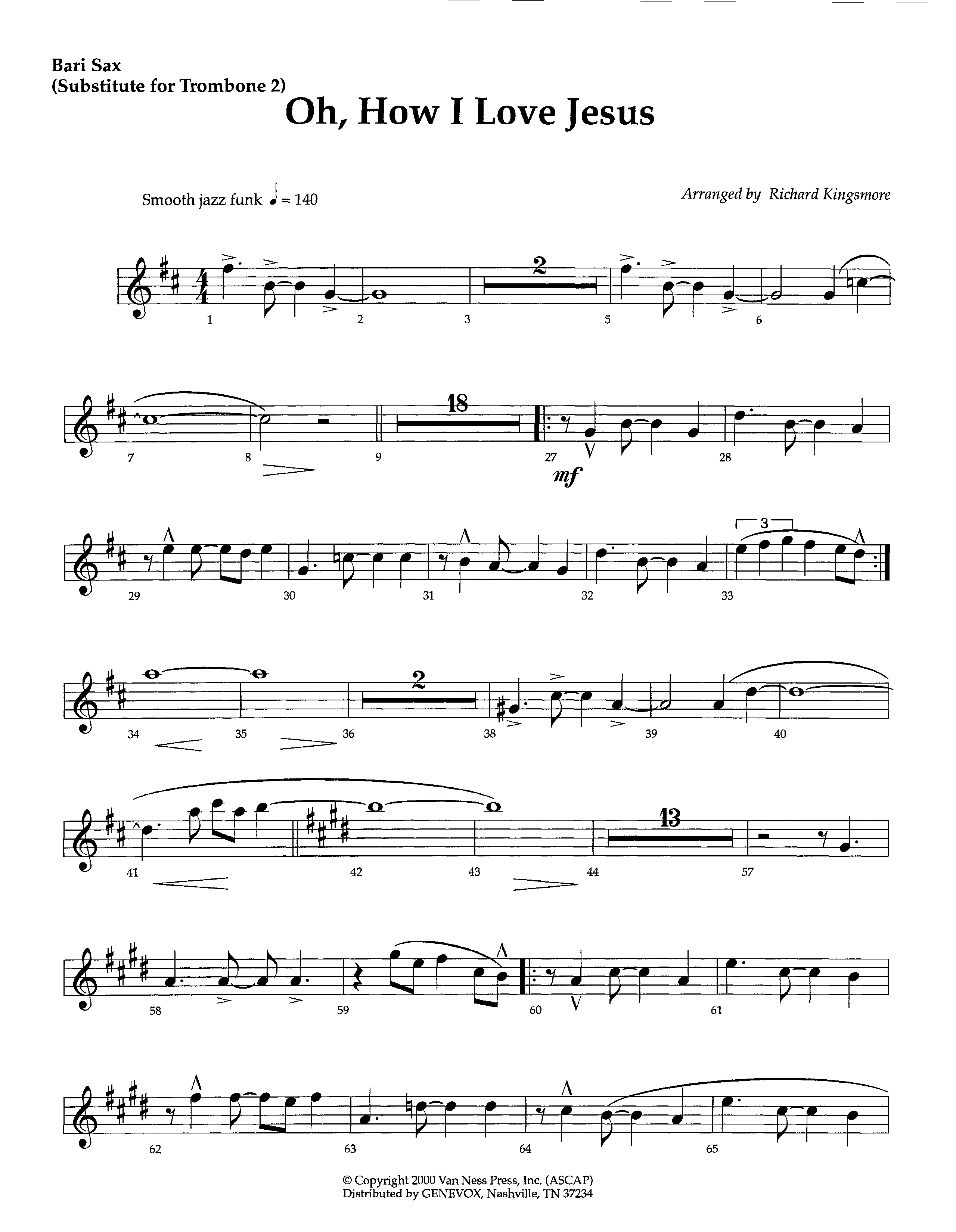 Oh How I Love Jesus (Instrumental) Bari Sax (Lifeway Worship / Arr. Richard Kingsmore)