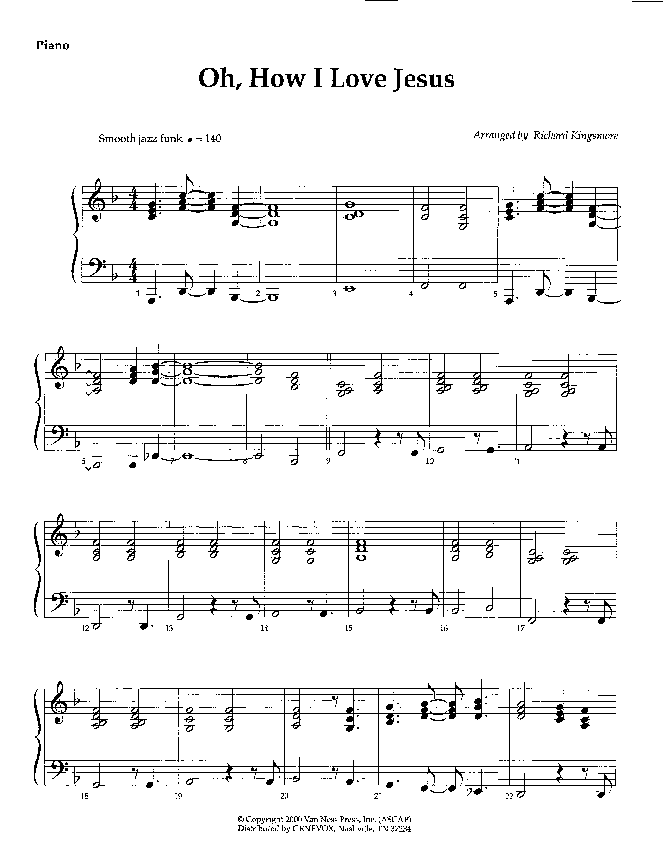 Oh How I Love Jesus (Instrumental) Piano Sheet (Lifeway Worship / Arr. Richard Kingsmore)