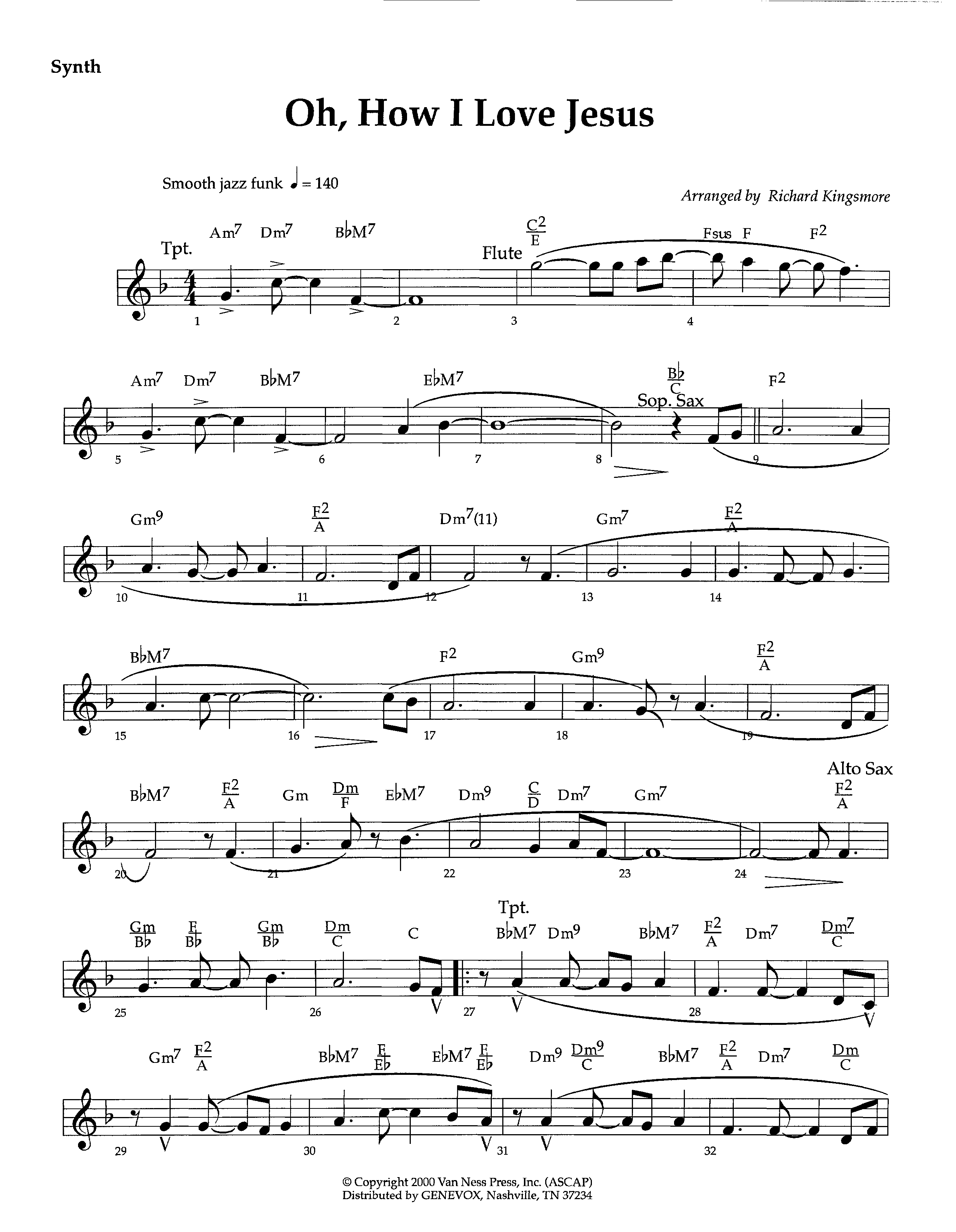 Oh How I Love Jesus (Instrumental) Synth (Lifeway Worship / Arr. Richard Kingsmore)