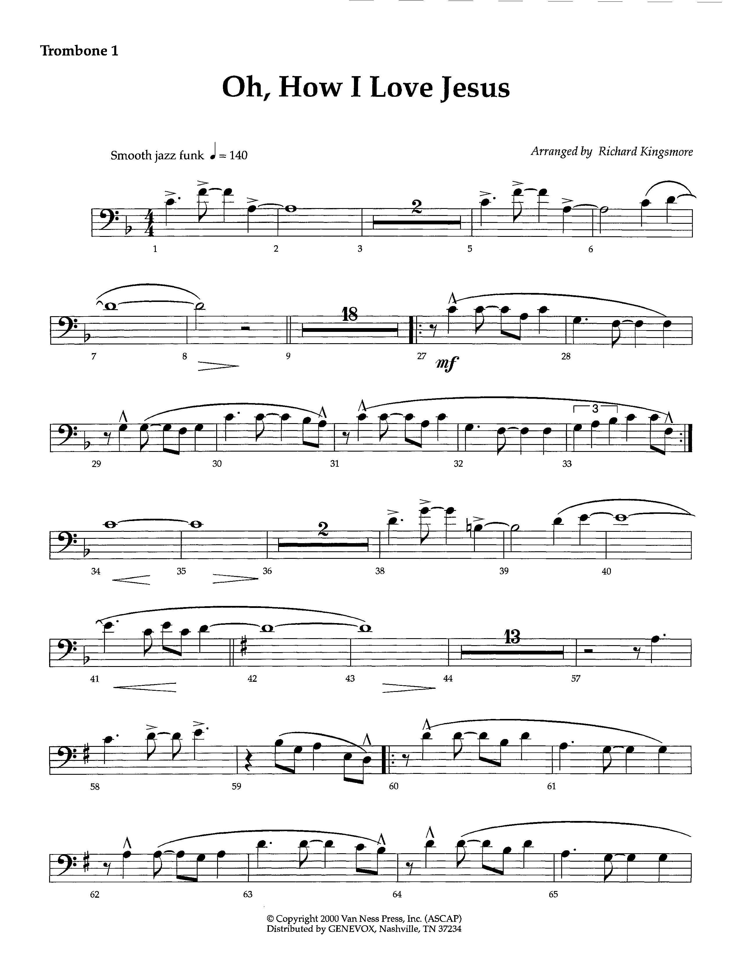 Oh How I Love Jesus (Instrumental) Trombone 1 (Lifeway Worship / Arr. Richard Kingsmore)